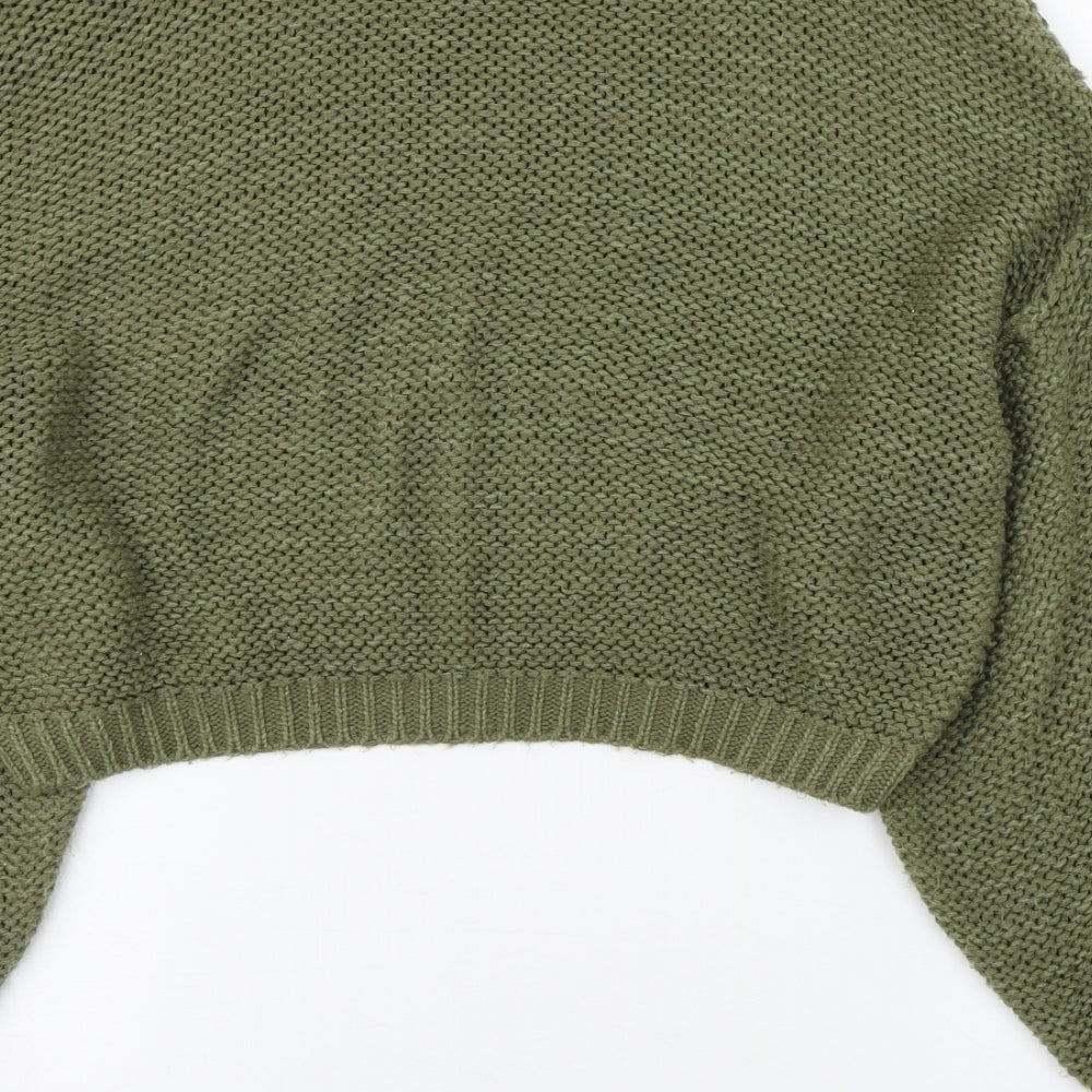 ASOS Womens Green Round Neck  Acrylic Pullover Jumper Size 8   - Cropped