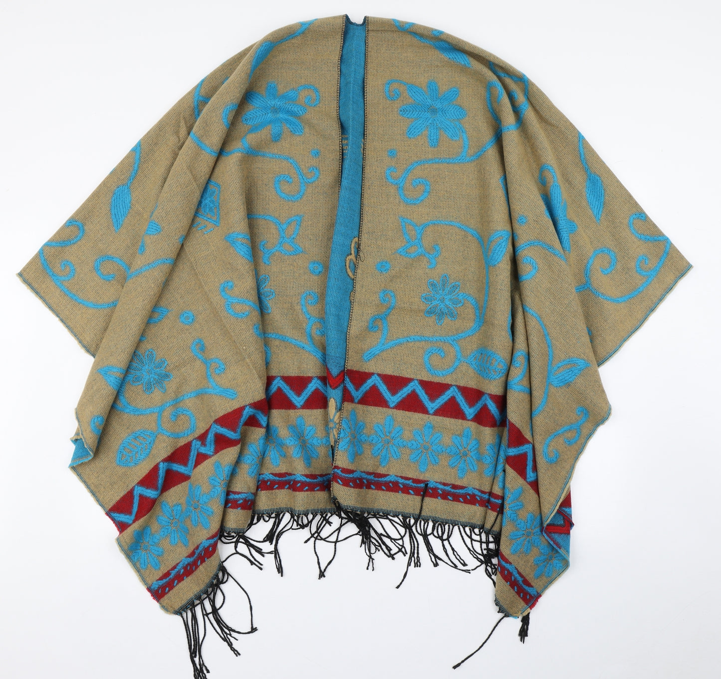 Preworn Womens Multicoloured Floral Acrylic  Shawl/Wrap