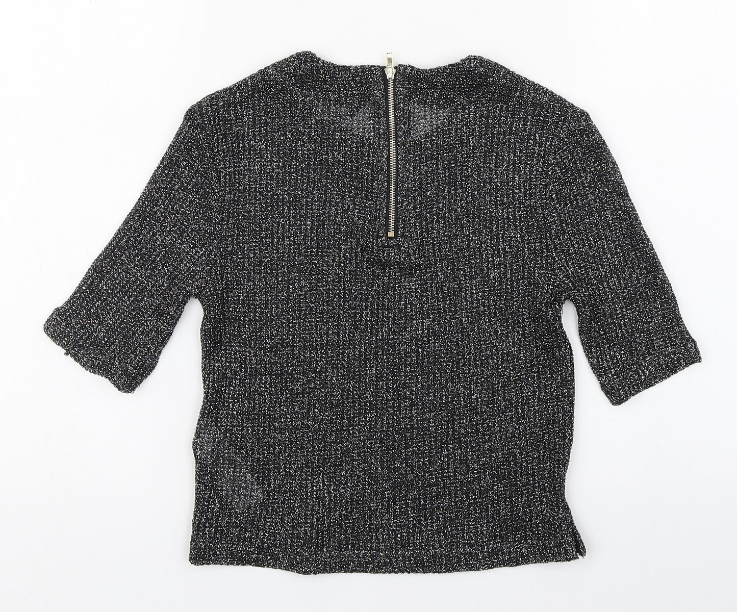 New Look Girls Black  Nylon Basic T-Shirt Size 10-11 Years Round Neck Pullover