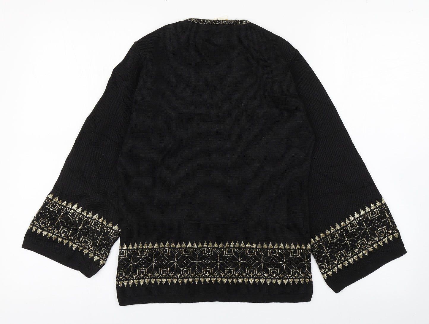 Poetry Womens Black Round Neck  Acetate Pullover Jumper Size 8