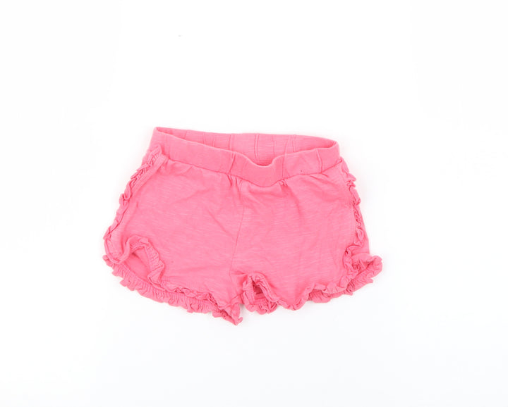 F&F Girls Pink Solid Cotton Capri Sleep Shorts Size 18-24 Months