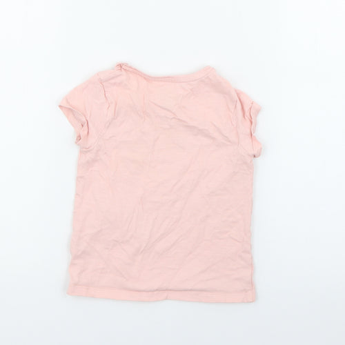 F&F Girls Pink  Cotton Pullover T-Shirt Size 2-3 Years Crew Neck