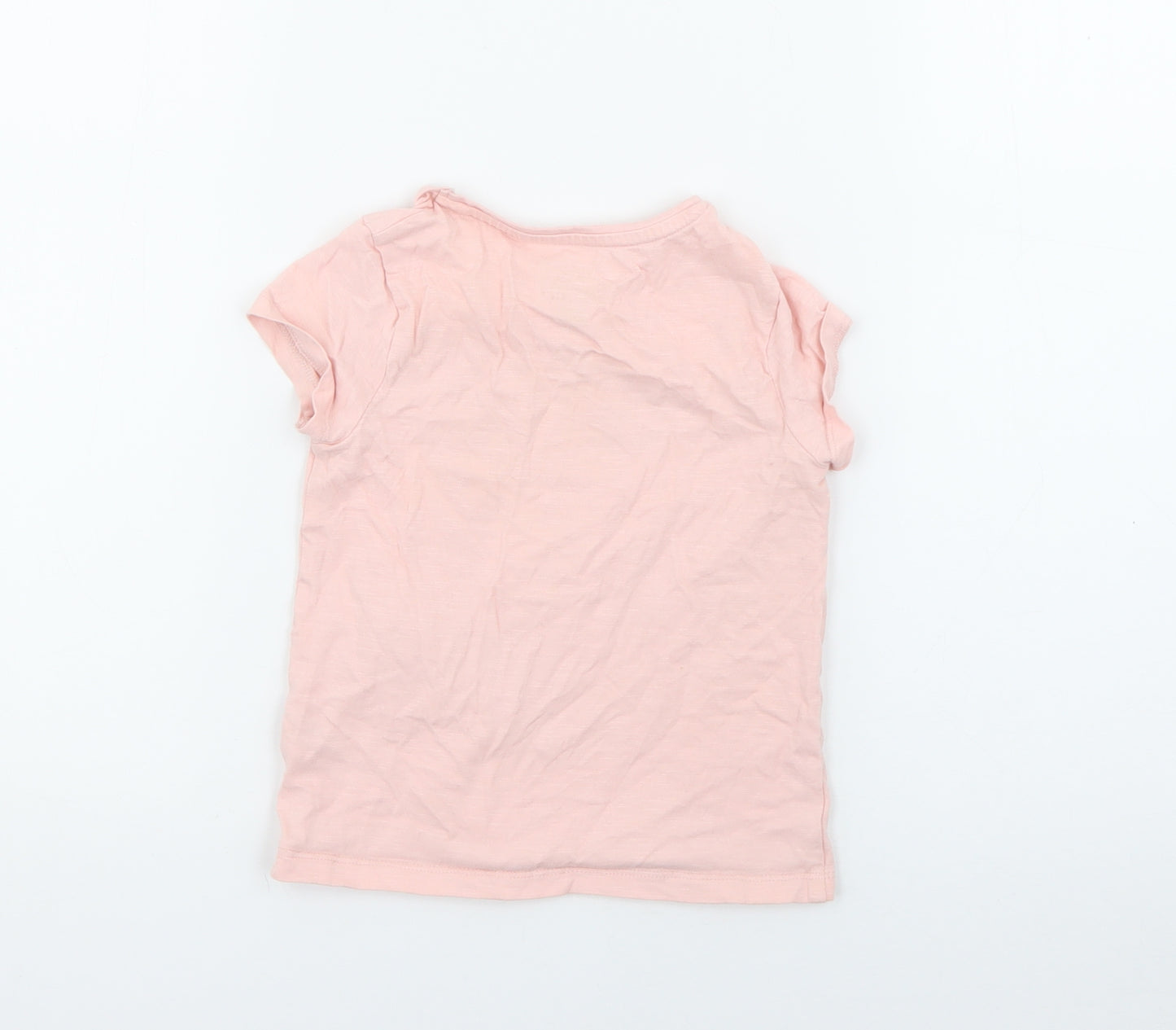 F&F Girls Pink  Cotton Pullover T-Shirt Size 2-3 Years Crew Neck
