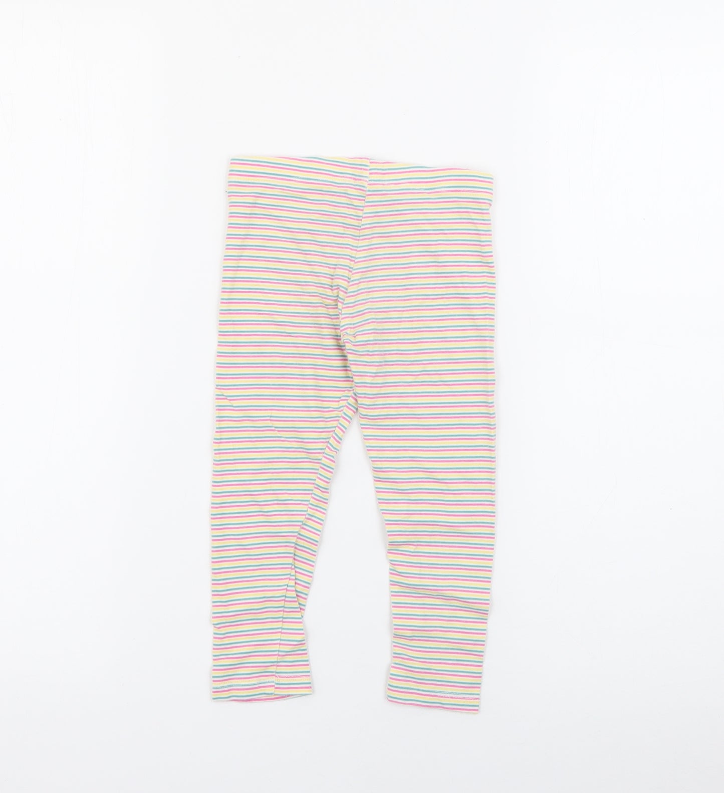 F&F Girls Multicoloured Striped Cotton Pedal Pusher Trousers Size 2-3 Years  Regular