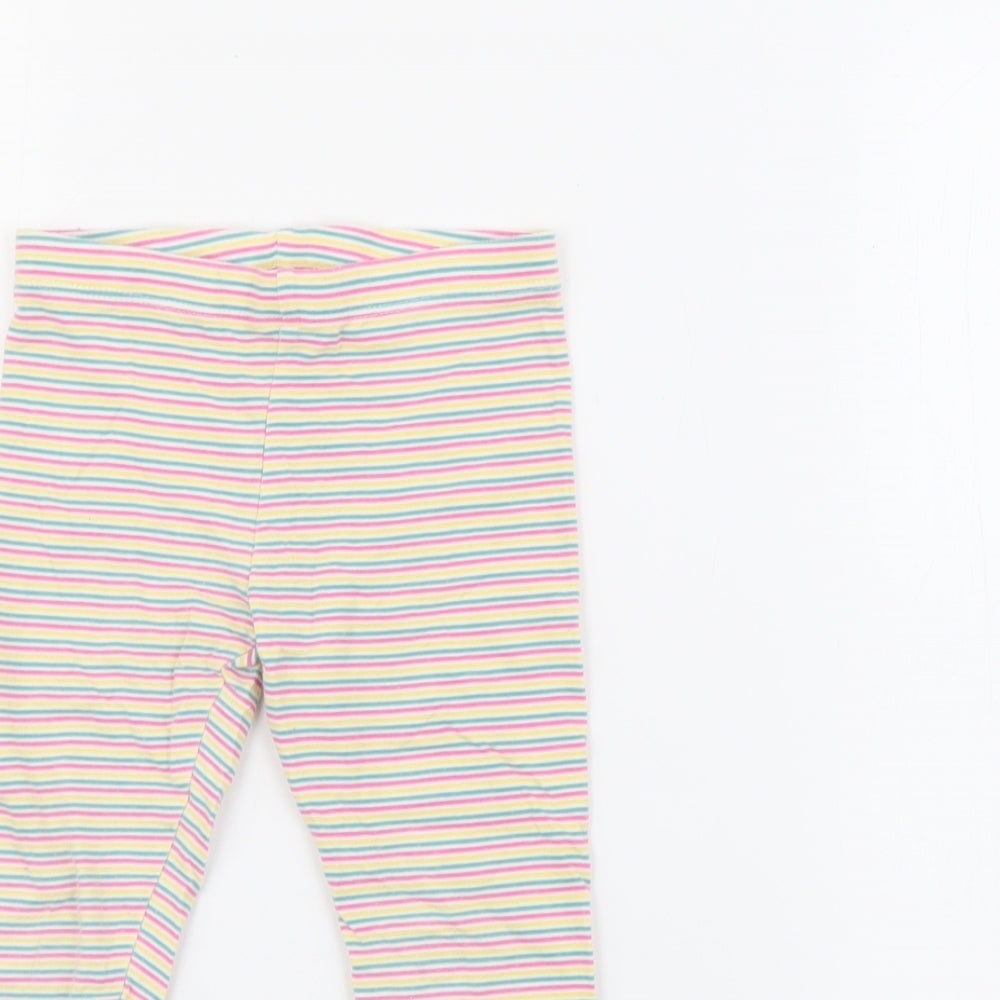 F&F Girls Multicoloured Striped Cotton Pedal Pusher Trousers Size 2-3 Years  Regular