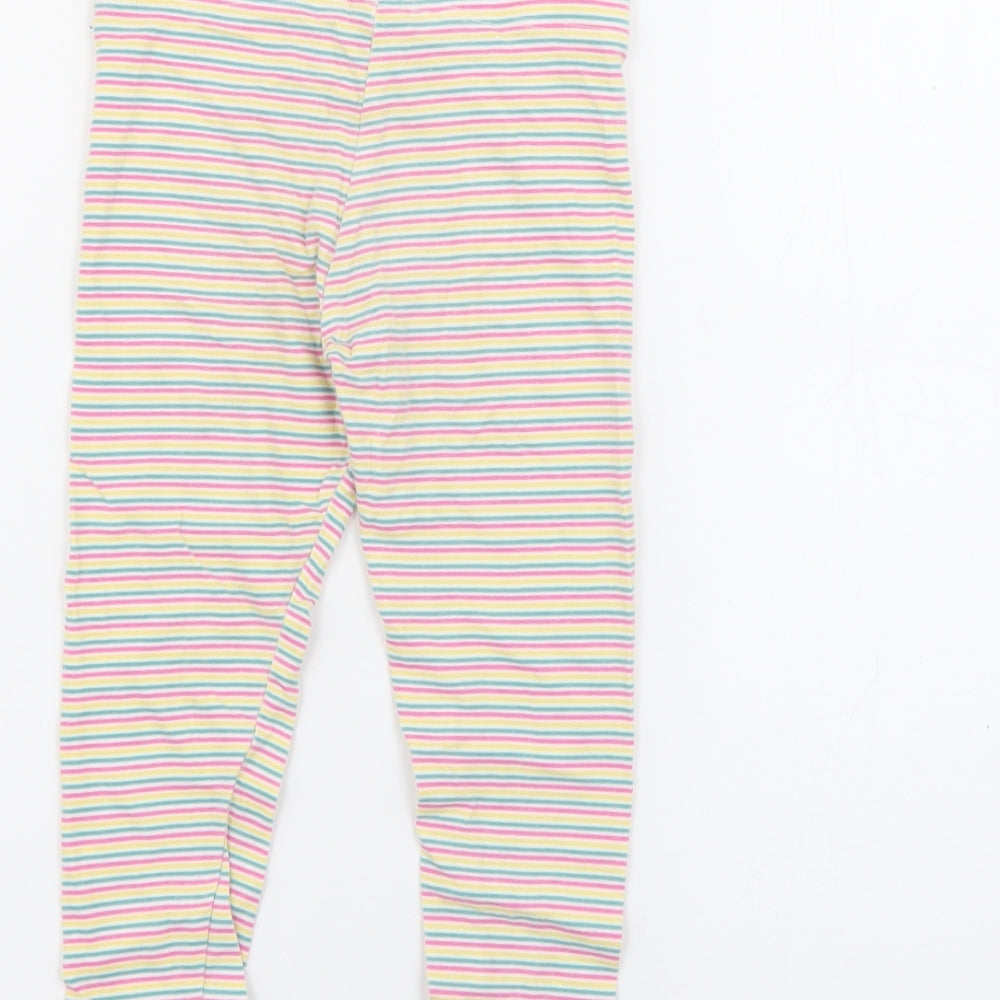 F&F Girls Multicoloured Striped Cotton Pedal Pusher Trousers Size 2-3 Years  Regular