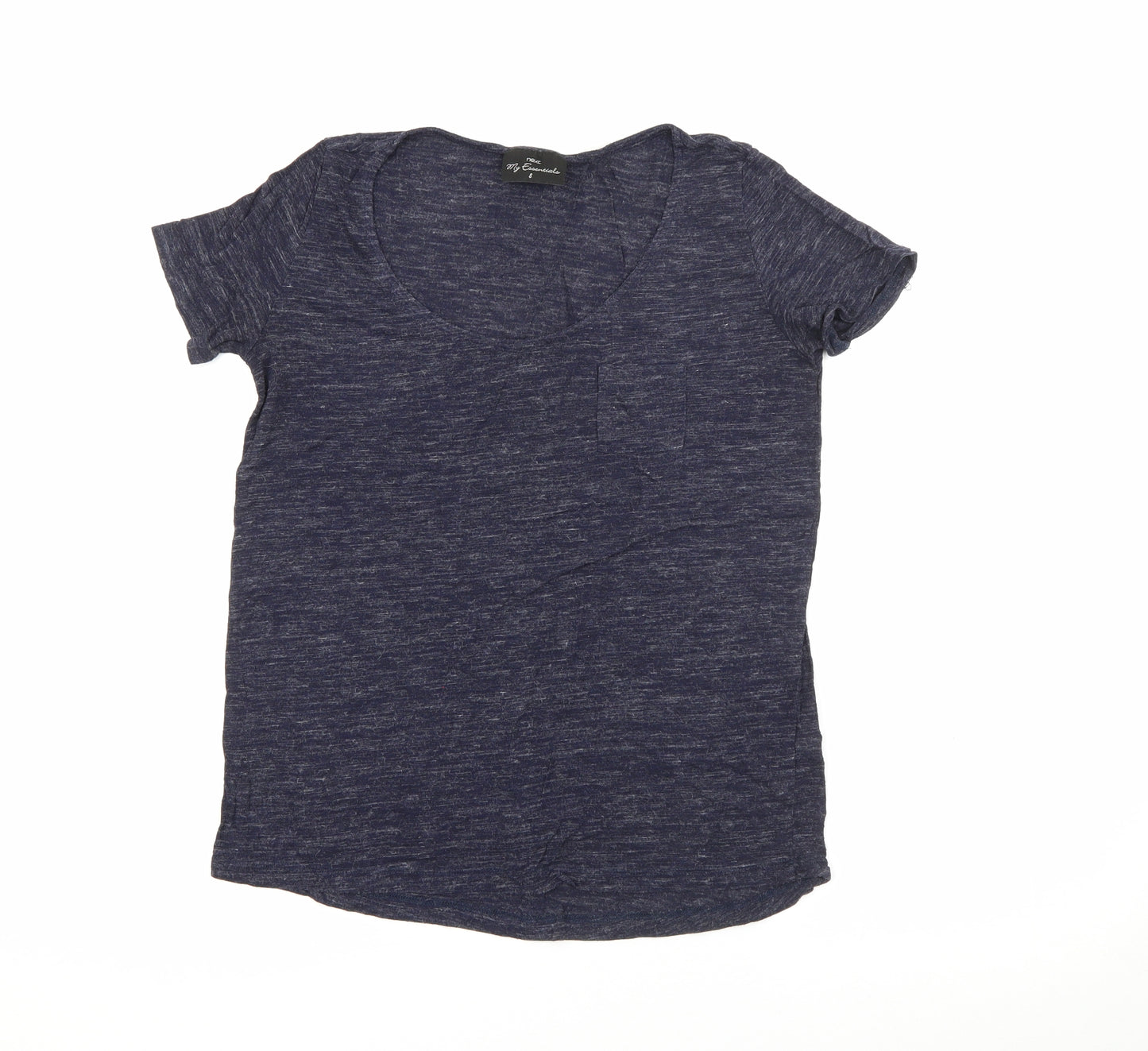 NEXT Womens Blue  Viscose Basic T-Shirt Size 8 Scoop Neck