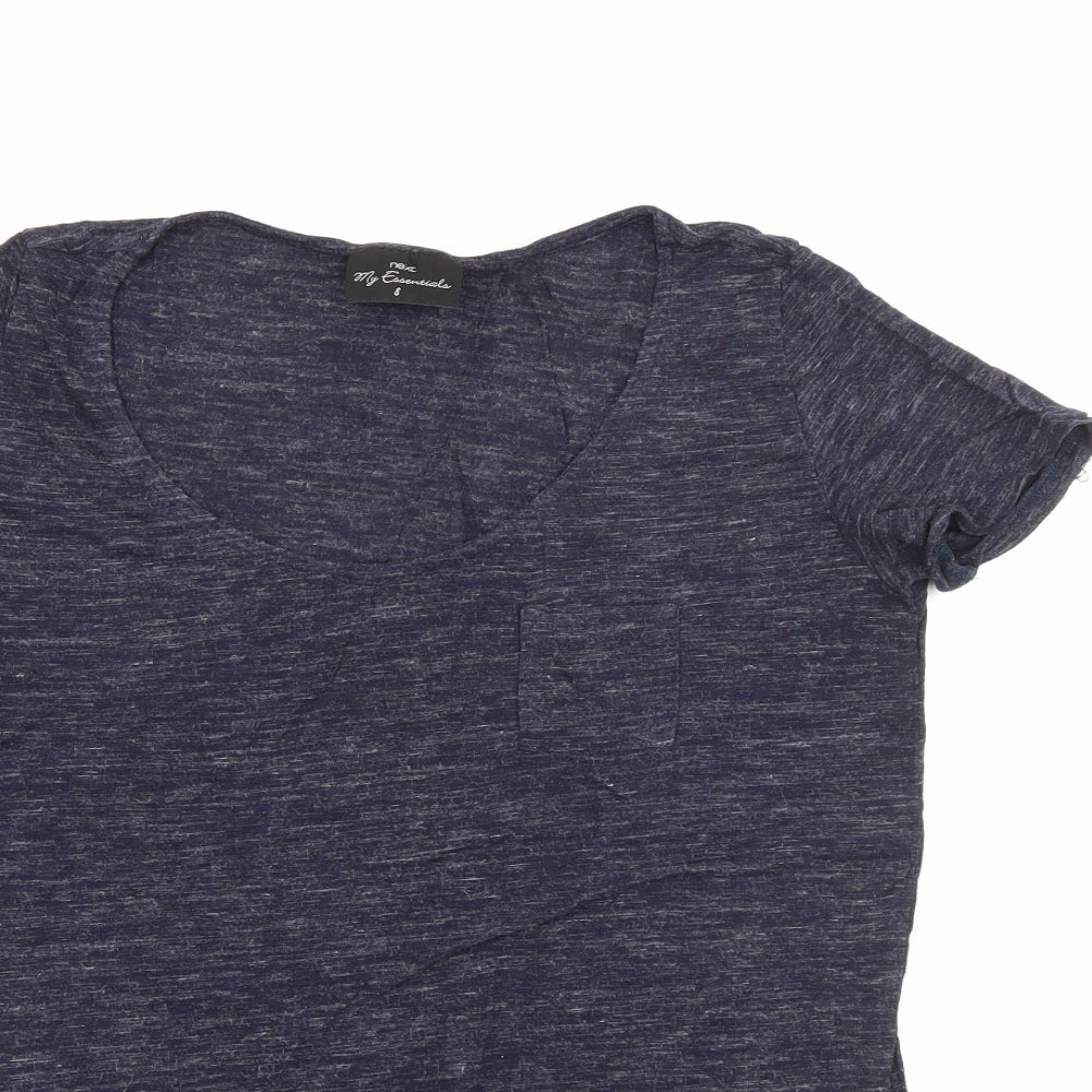 NEXT Womens Blue  Viscose Basic T-Shirt Size 8 Scoop Neck