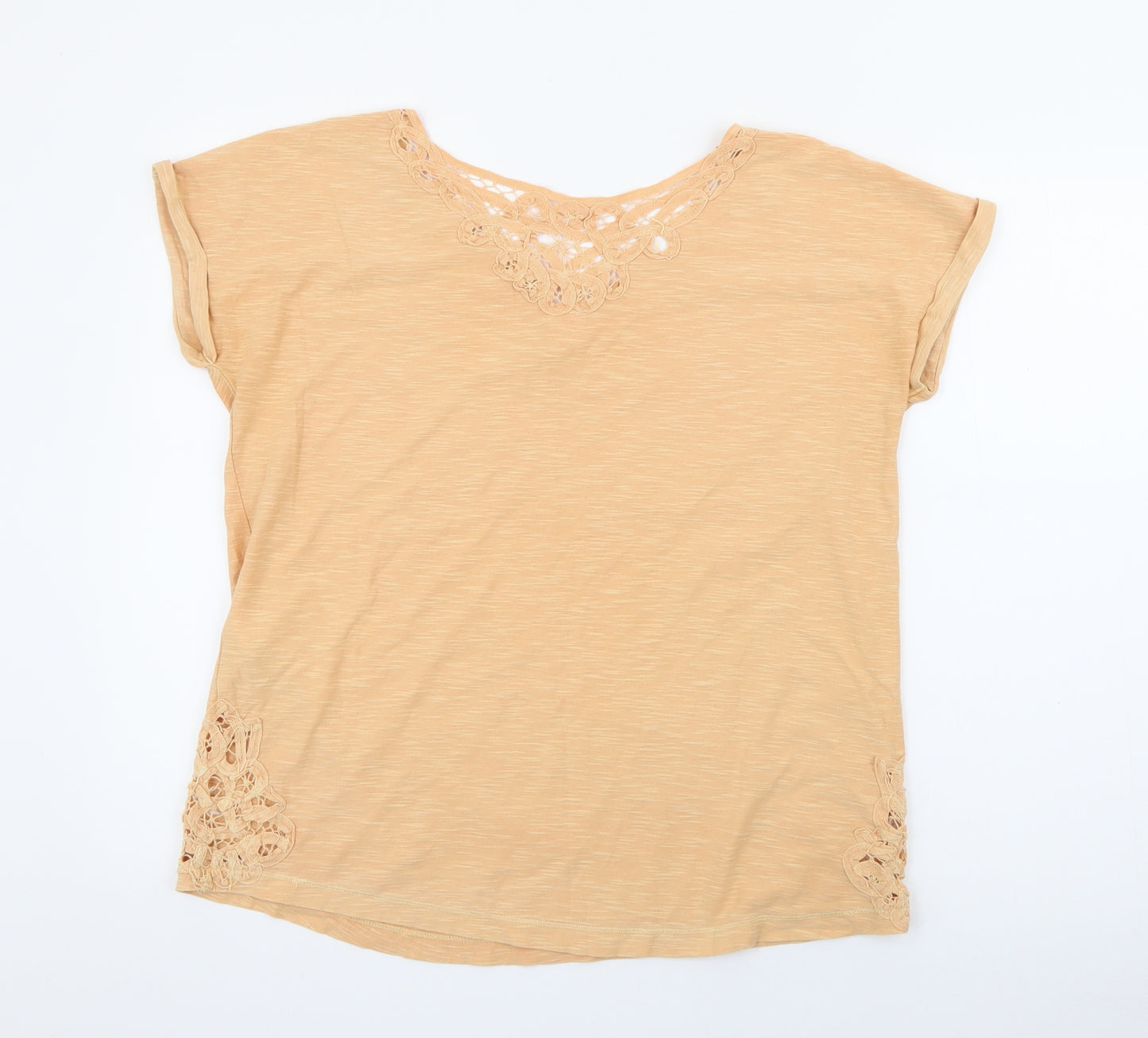 NEXT Womens Orange  Cotton Basic T-Shirt Size 10 V-Neck
