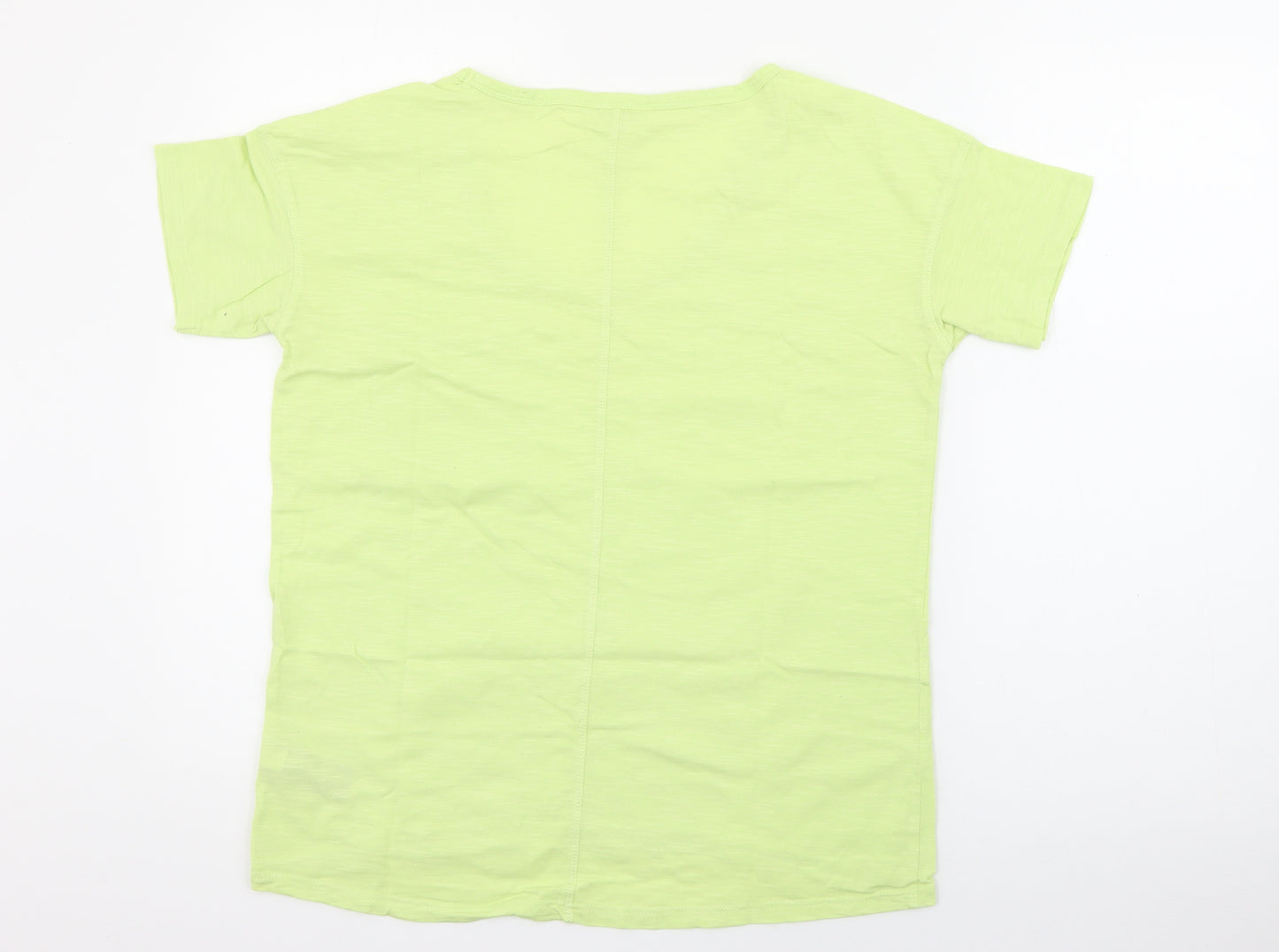 NEXT Womens Green  Cotton Basic T-Shirt Size 10 Scoop Neck