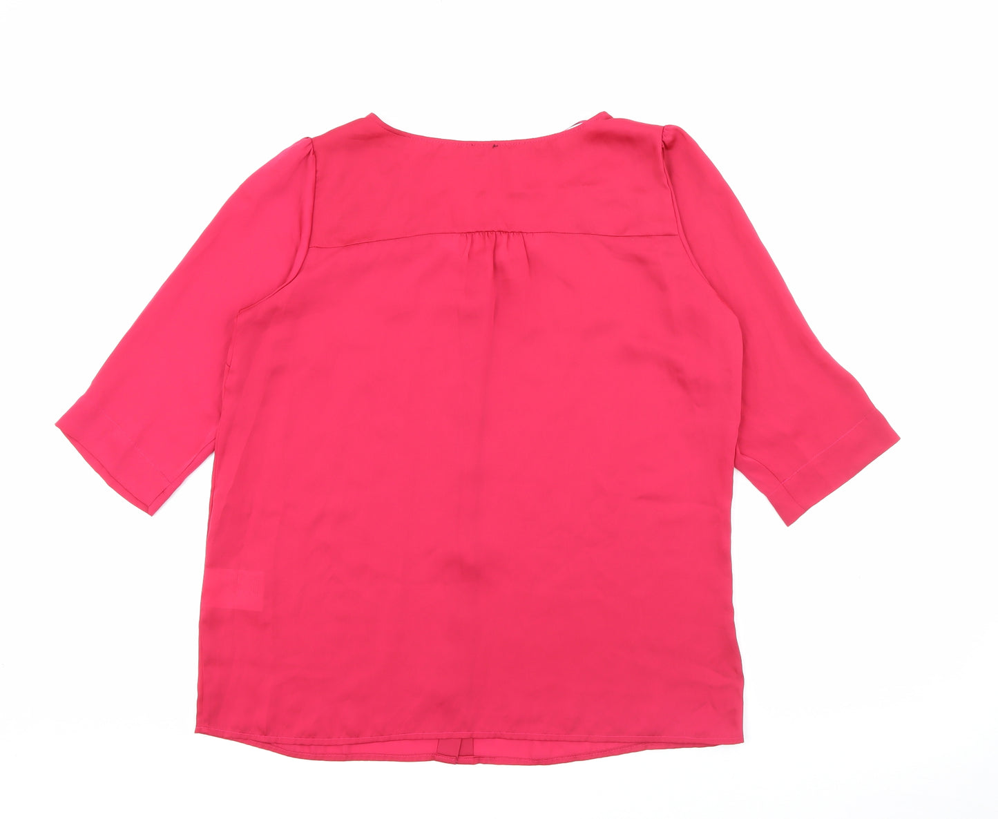 Preworn Womens Pink  Polyester Basic Blouse Size 16 Scoop Neck