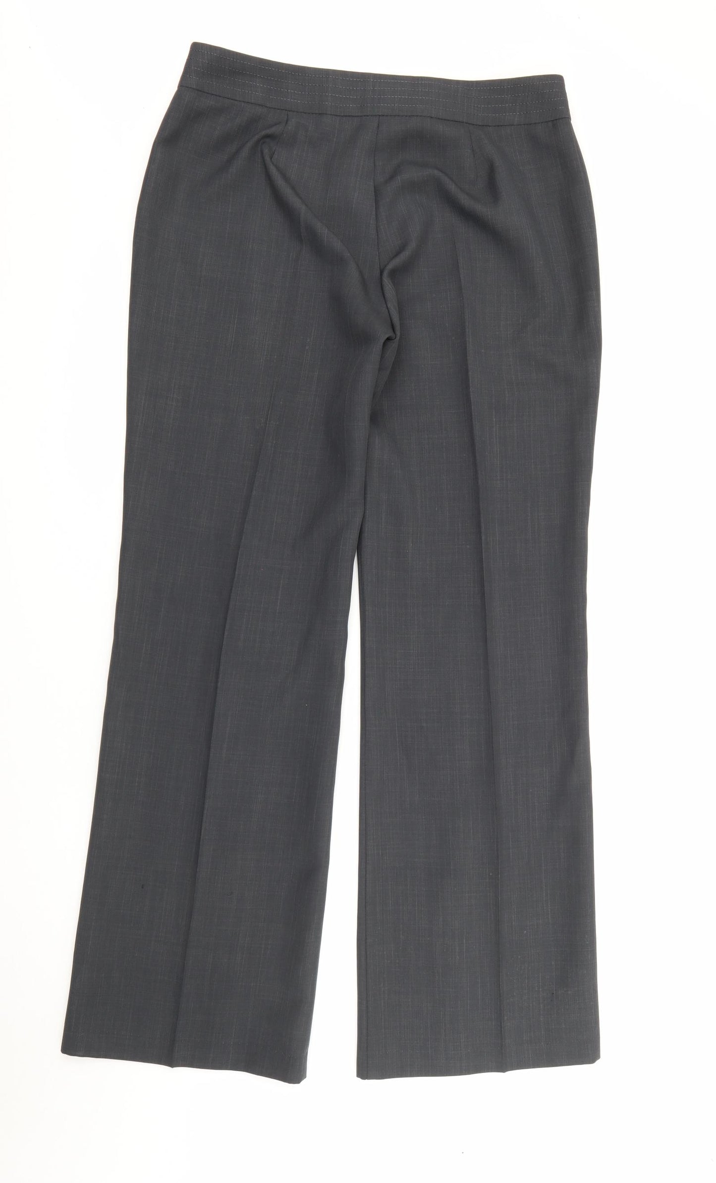 Marks and Spencer Womens Grey  Polyester Trousers  Size 14 L31 in Regular Zip