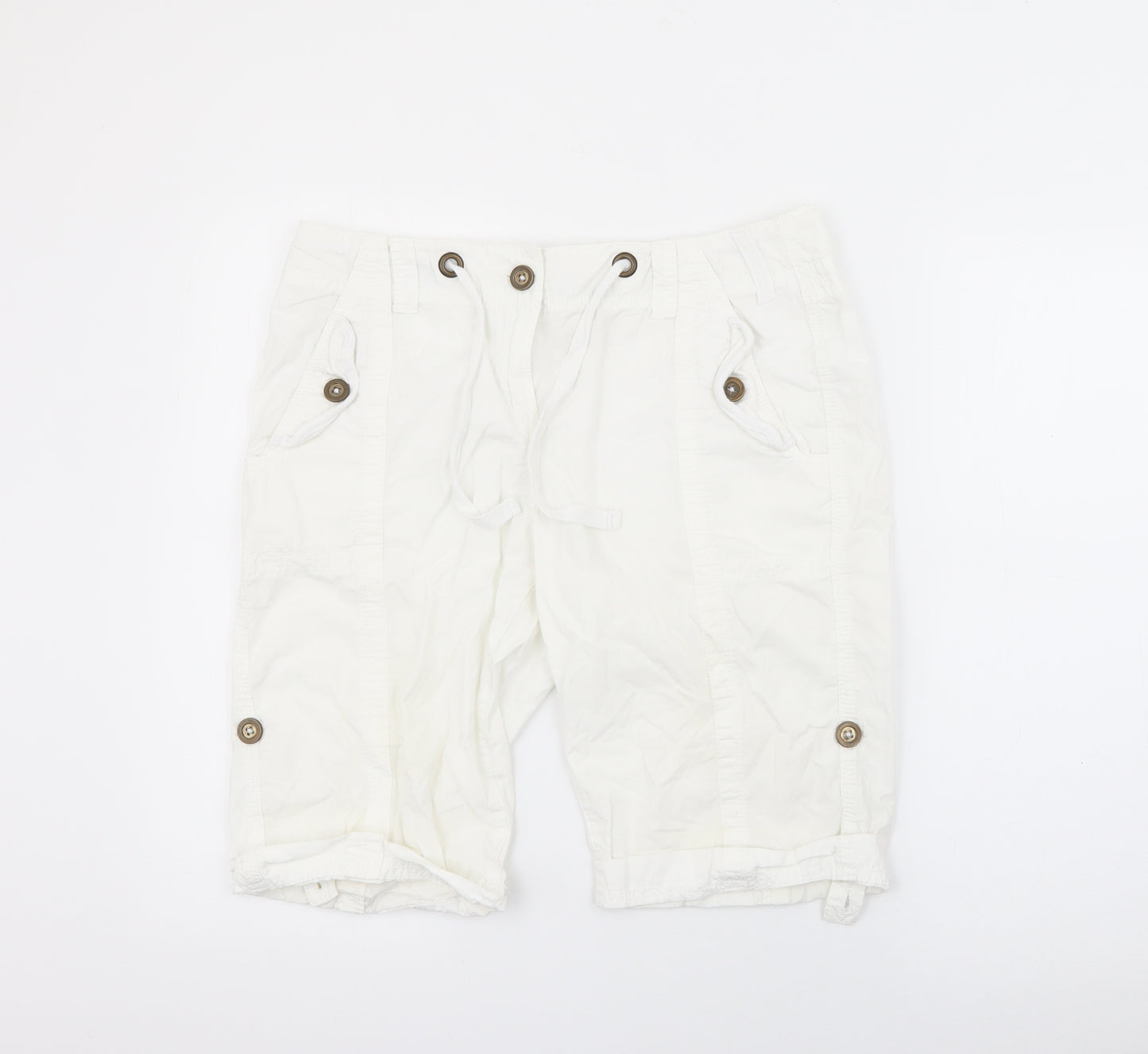 George Womens White  Cotton Utility Shorts Size 10 L10 in Regular Button