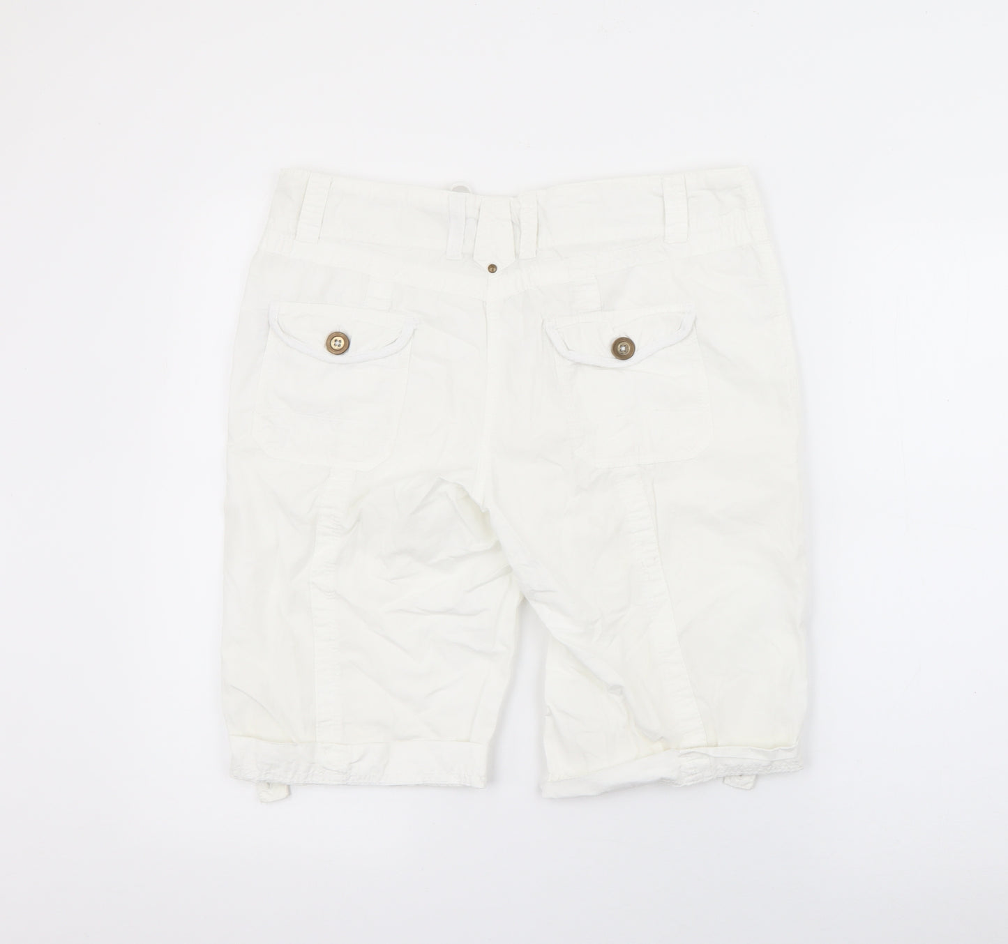 George Womens White  Cotton Utility Shorts Size 10 L10 in Regular Button