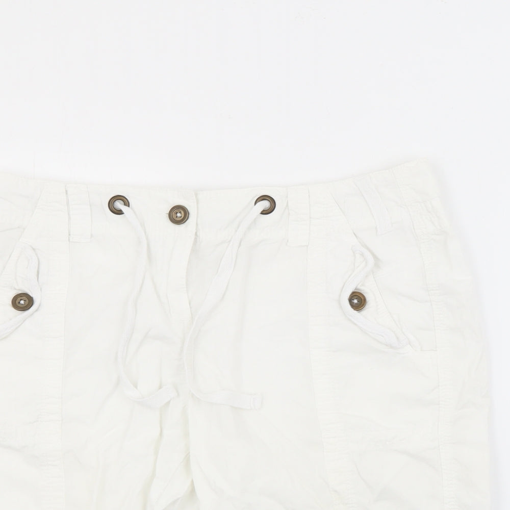 George Womens White  Cotton Utility Shorts Size 10 L10 in Regular Button