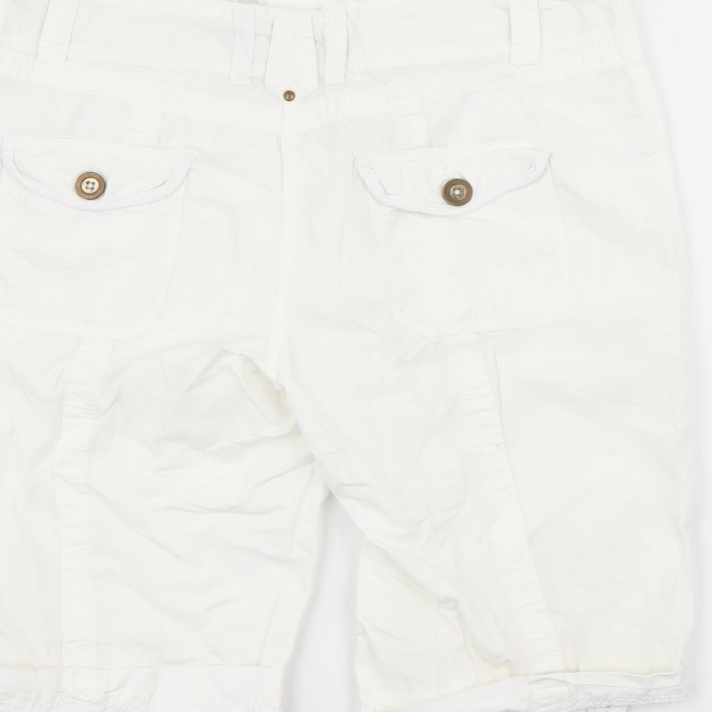 George Womens White  Cotton Utility Shorts Size 10 L10 in Regular Button