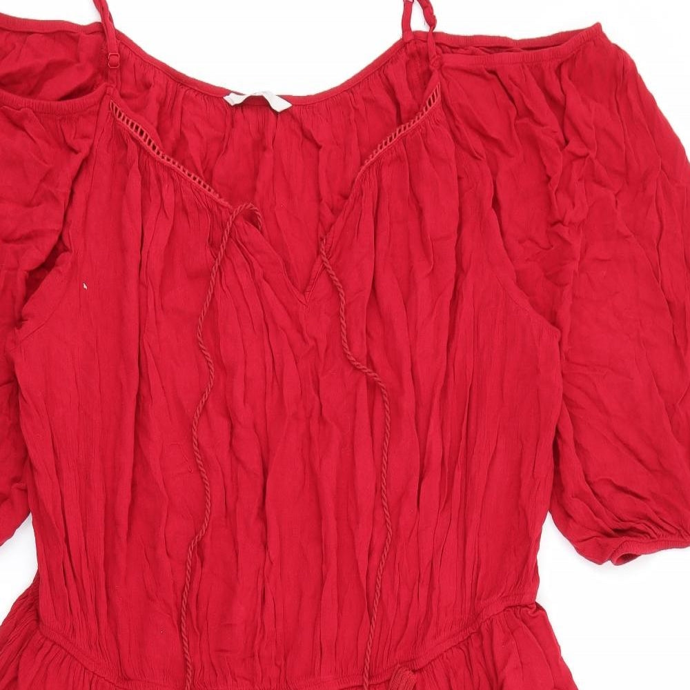George Womens Red  Viscose Fit & Flare  Size 24  V-Neck