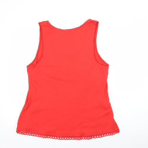 Matalan Womens Red  Cotton Camisole T-Shirt Size 18 Scoop Neck