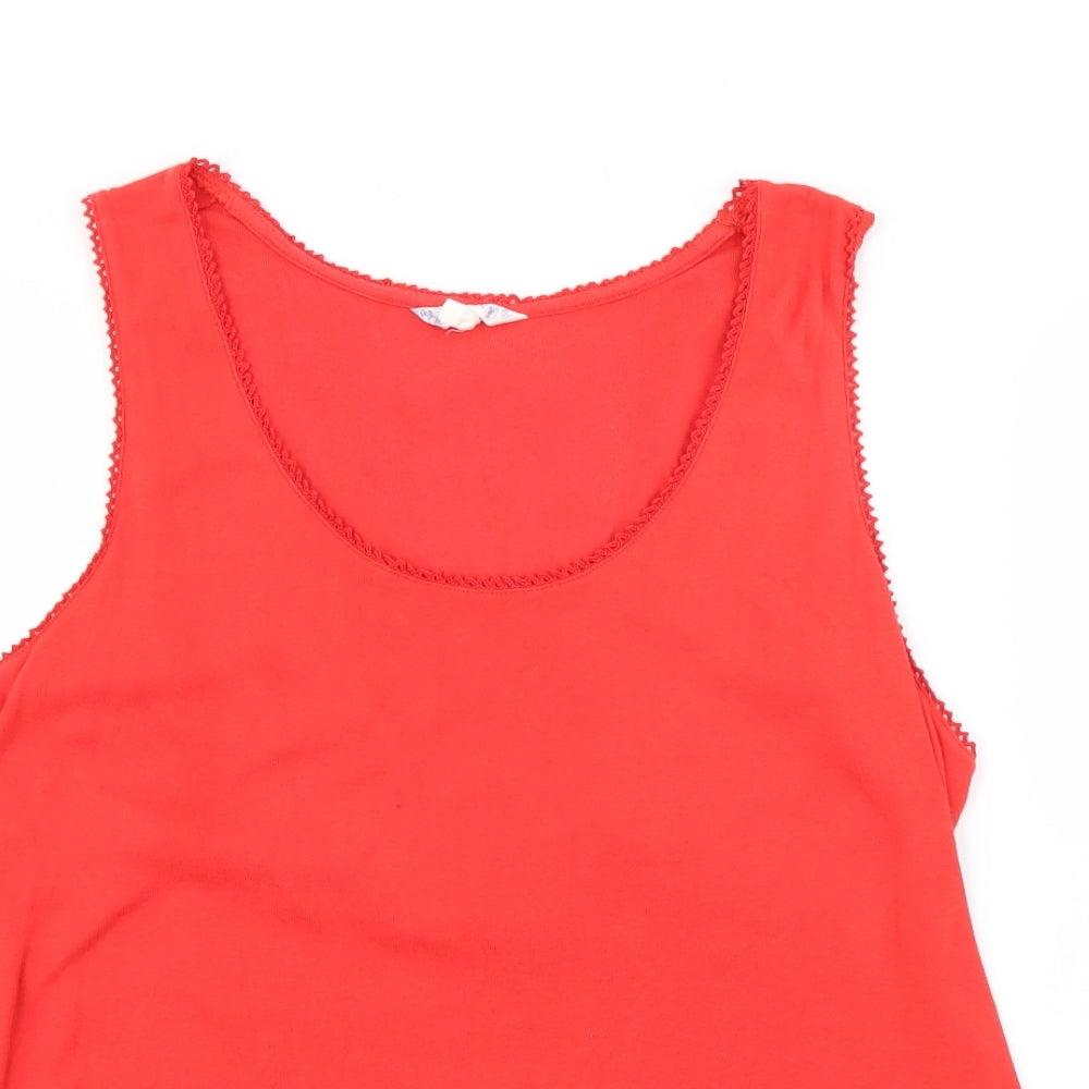 Matalan Womens Red  Cotton Camisole T-Shirt Size 18 Scoop Neck