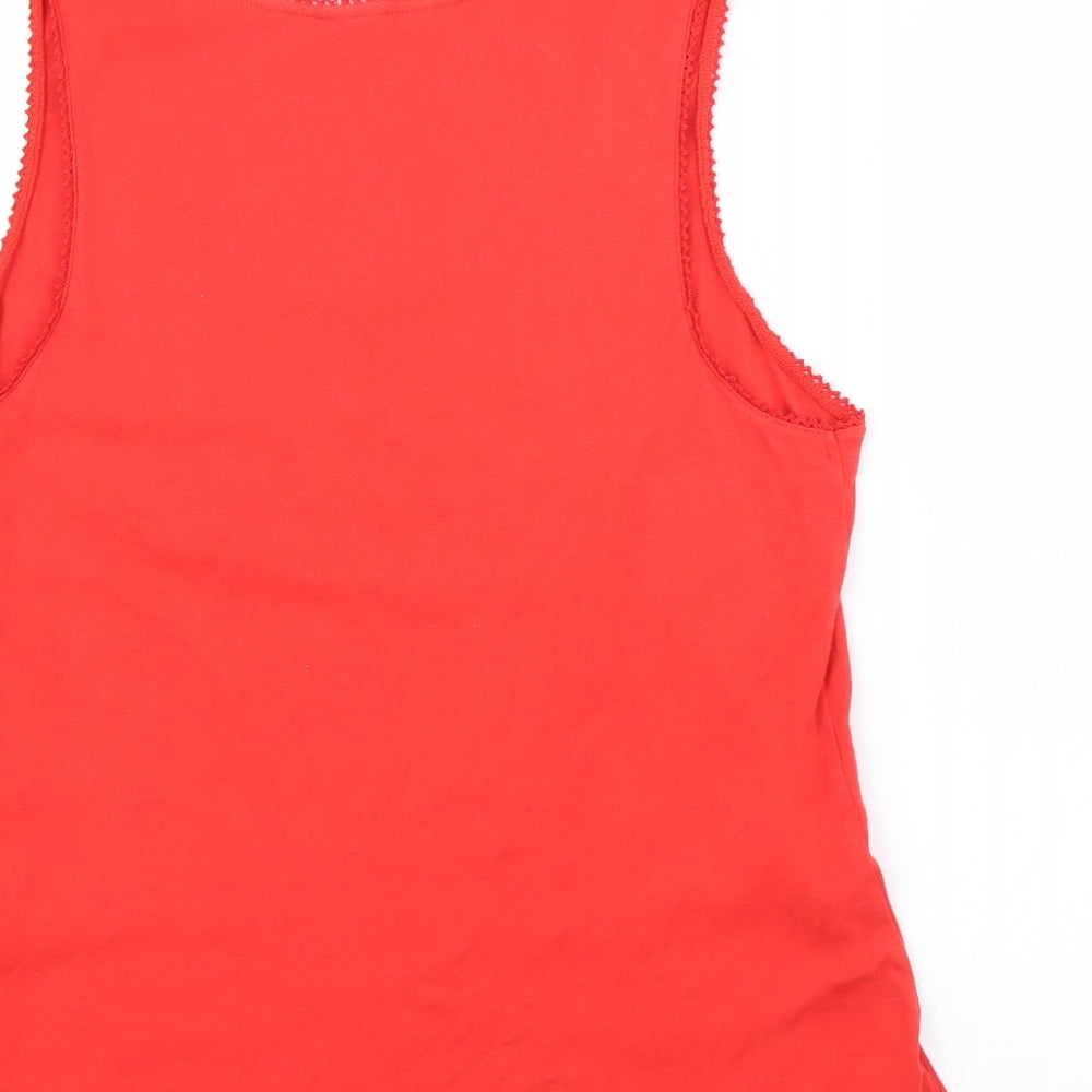 Matalan Womens Red  Cotton Camisole T-Shirt Size 18 Scoop Neck