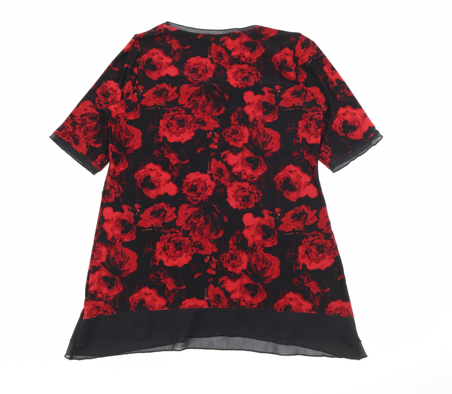 Per Una Womens Red Scoop Neck Geometric Polyester Pullover Jumper Size 16