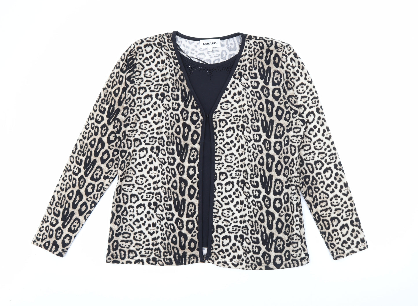 Gerard Womens Black Round Neck Animal Print Polyester Pullover Jumper Size L