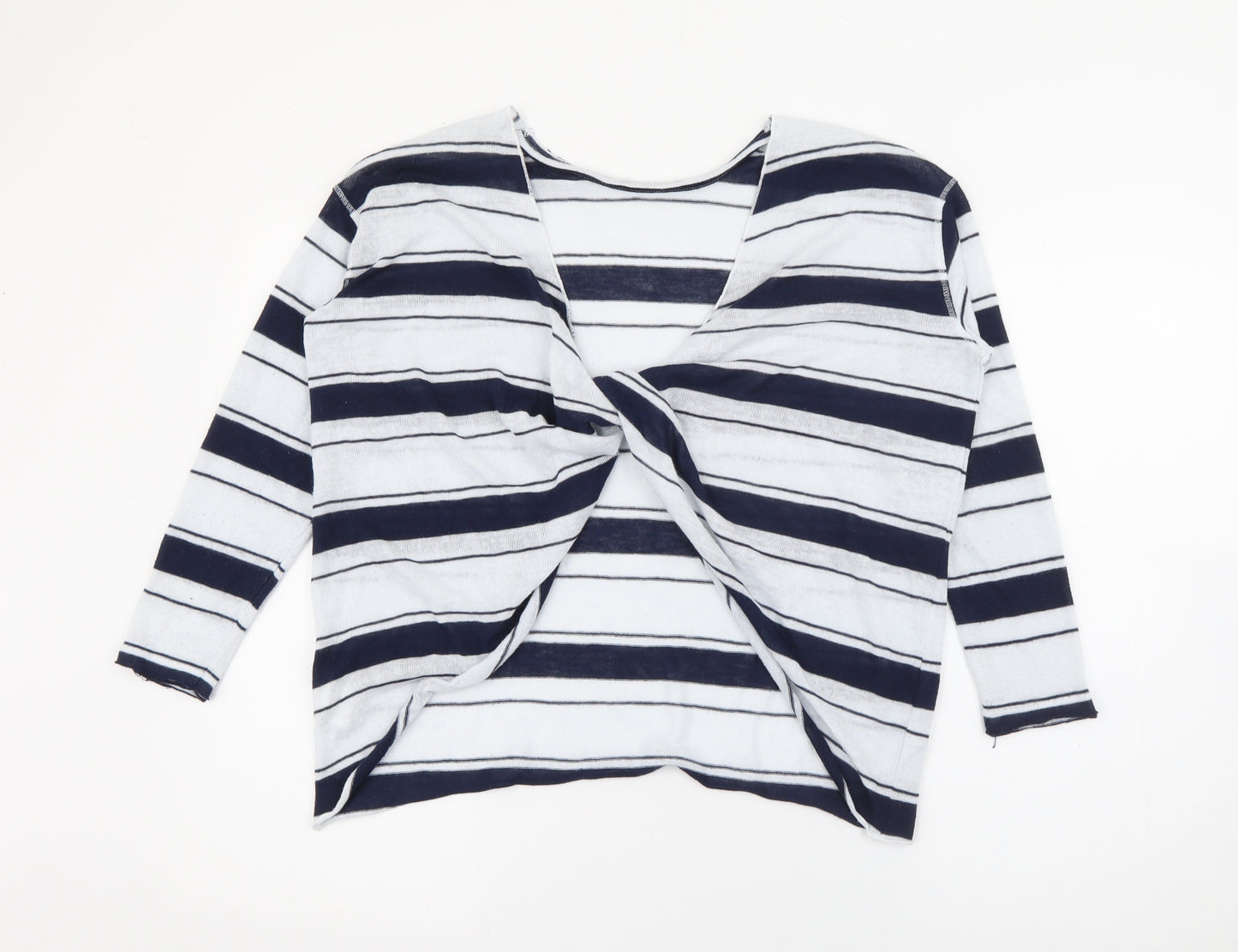 Pull & Bear Womens Blue Round Neck Striped Polyester Pullover Jumper Size S