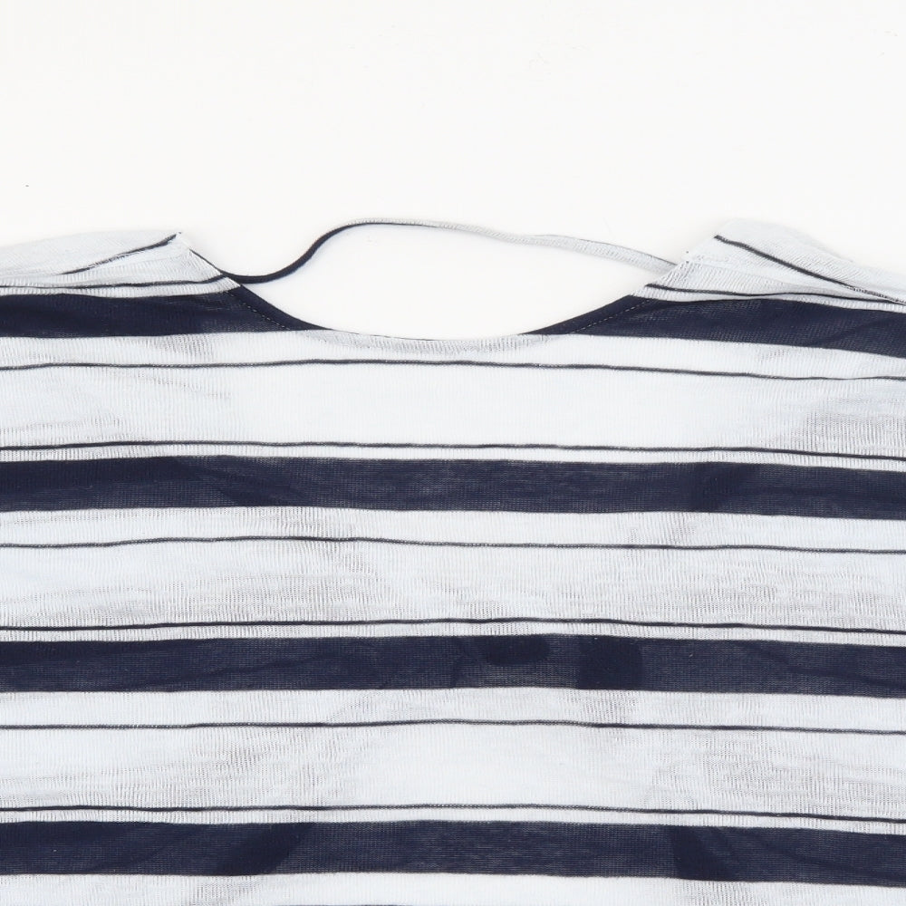 Pull & Bear Womens Blue Round Neck Striped Polyester Pullover Jumper Size S