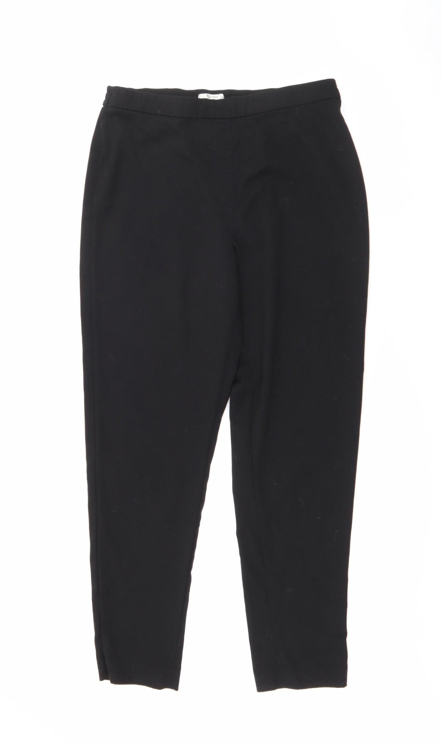TU Womens Black  Polyester Trousers  Size 12 L28 in Regular