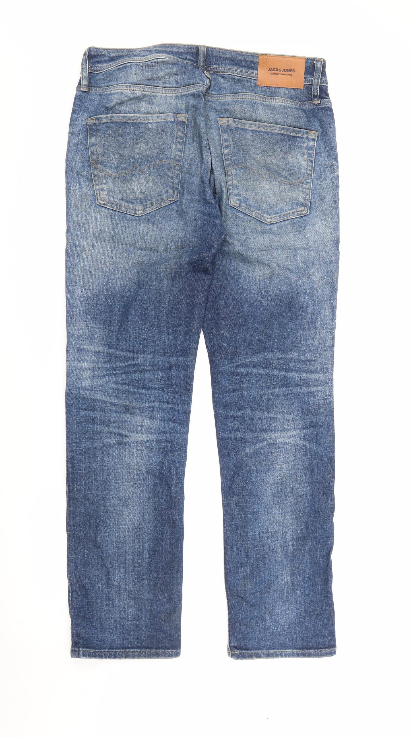 JACK & JONES Mens Blue  Cotton Straight Jeans Size 34 in L30 in Regular Button