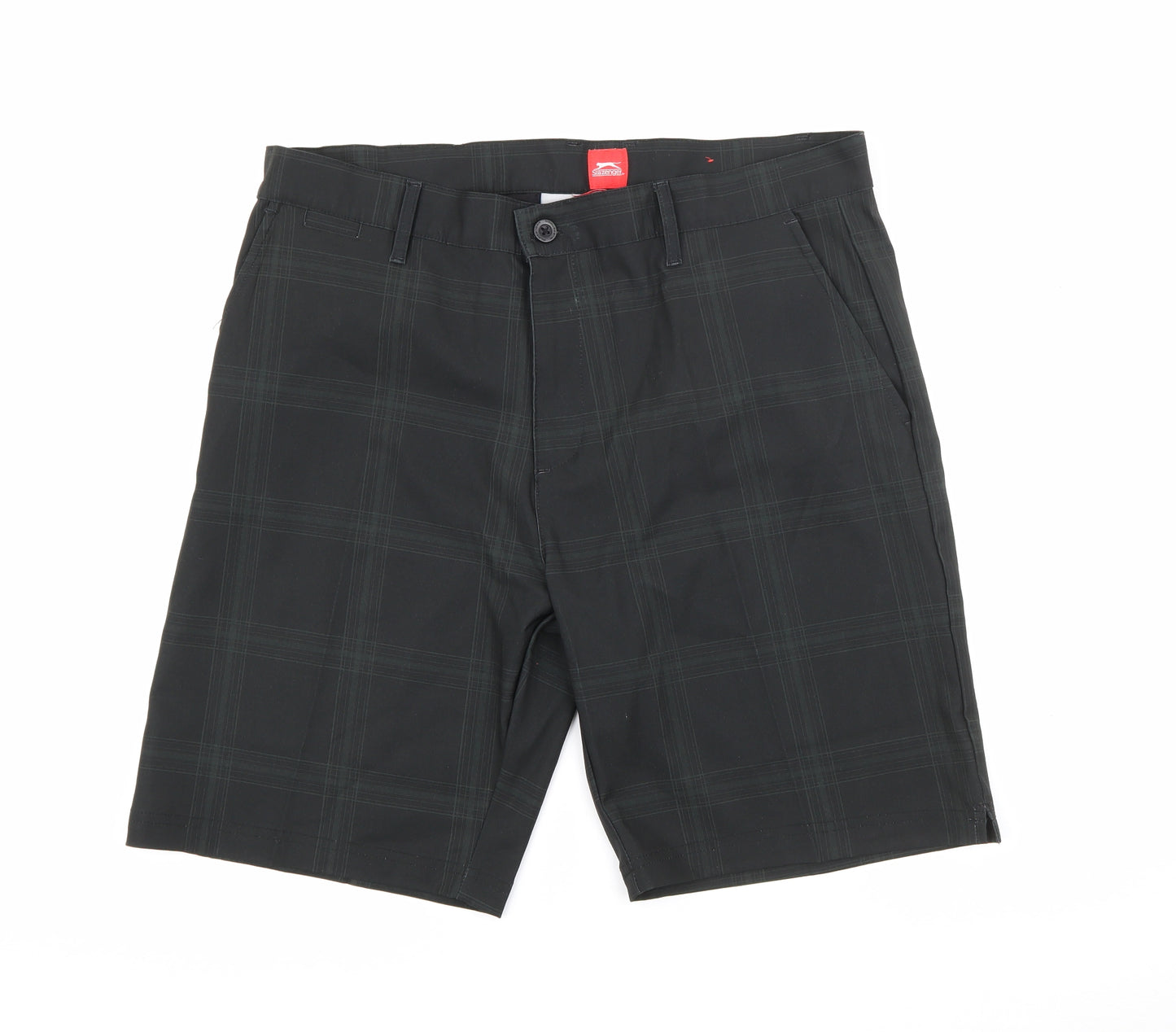 Slazenger Mens Black Plaid Polyester Bermuda Shorts Size 36 in L10 in Regular Button