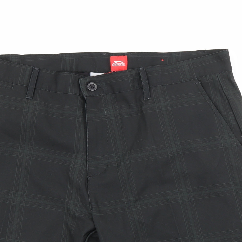 Slazenger Mens Black Plaid Polyester Bermuda Shorts Size 36 in L10 in Regular Button