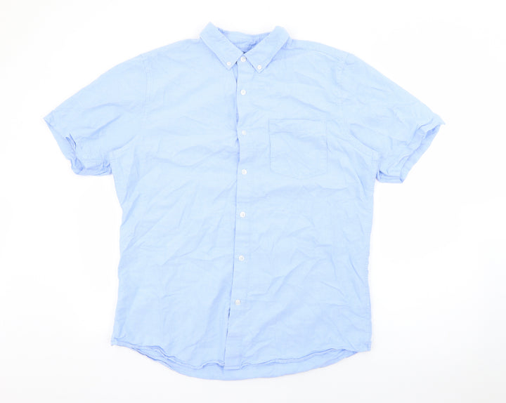 Primark Mens Blue Cotton Button-Up Size XL Collared Button