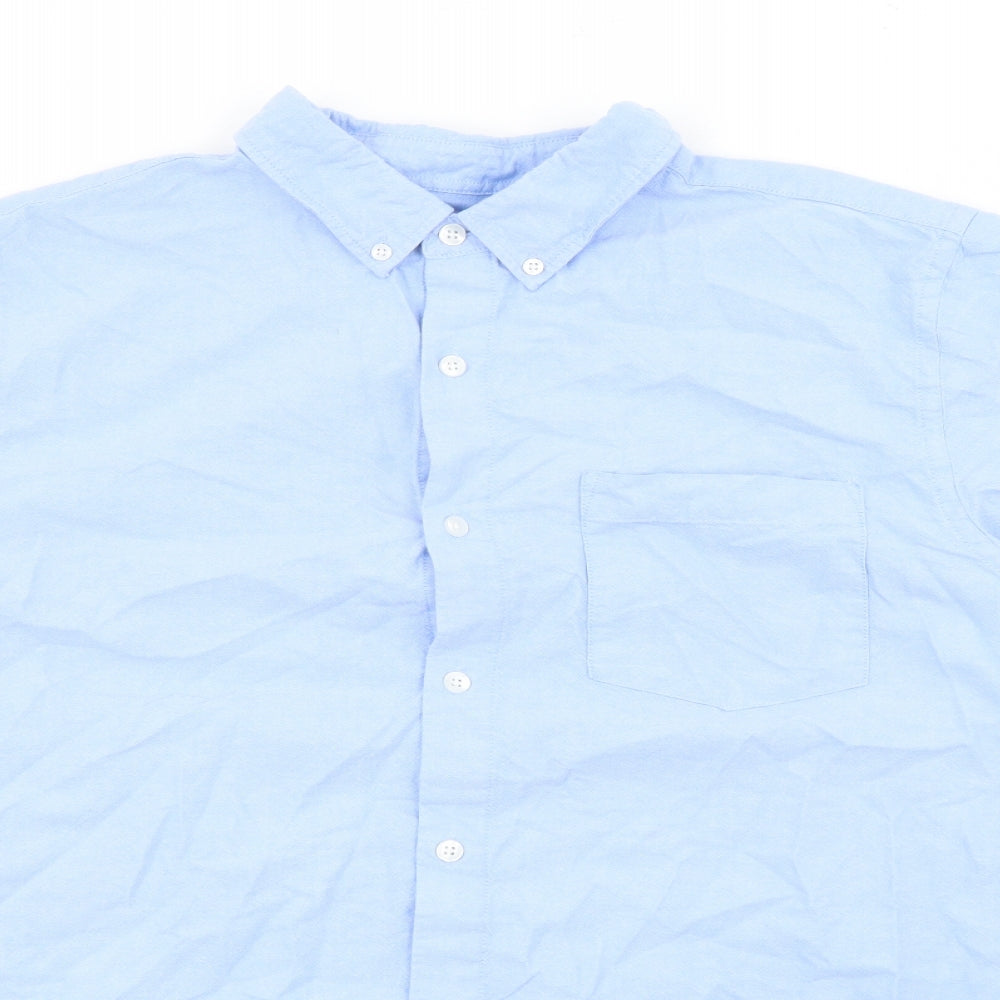 Primark Mens Blue  Cotton  Button-Up Size XL Collared Button