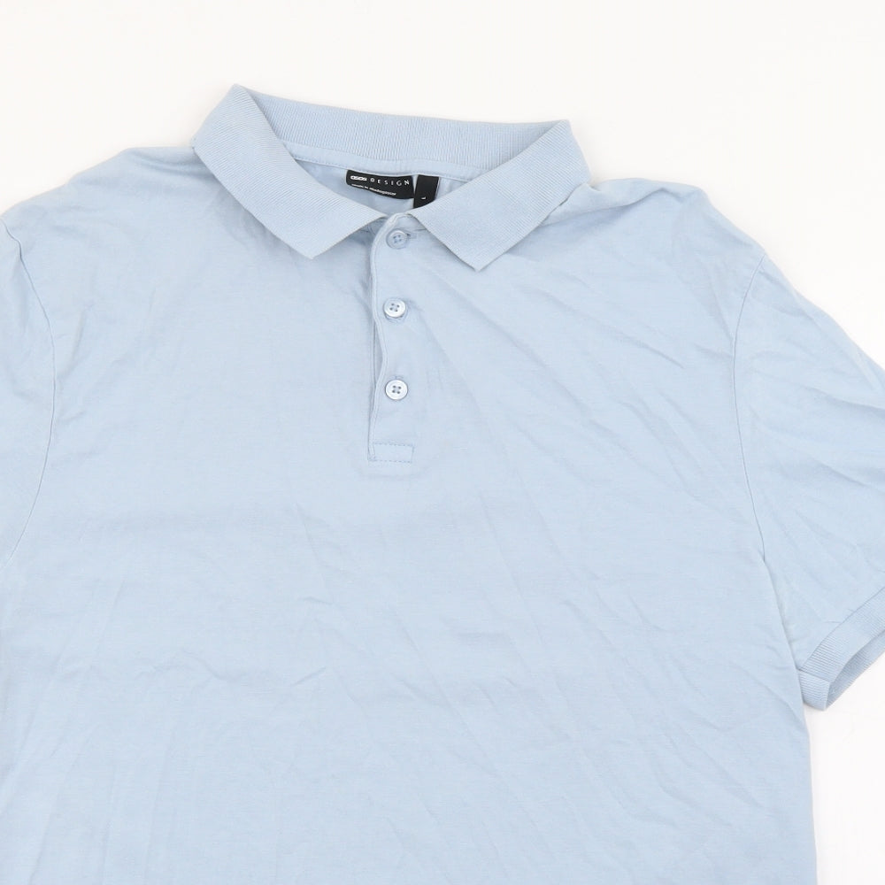 ASOS Mens Blue  Cotton  Polo Size L Collared Button