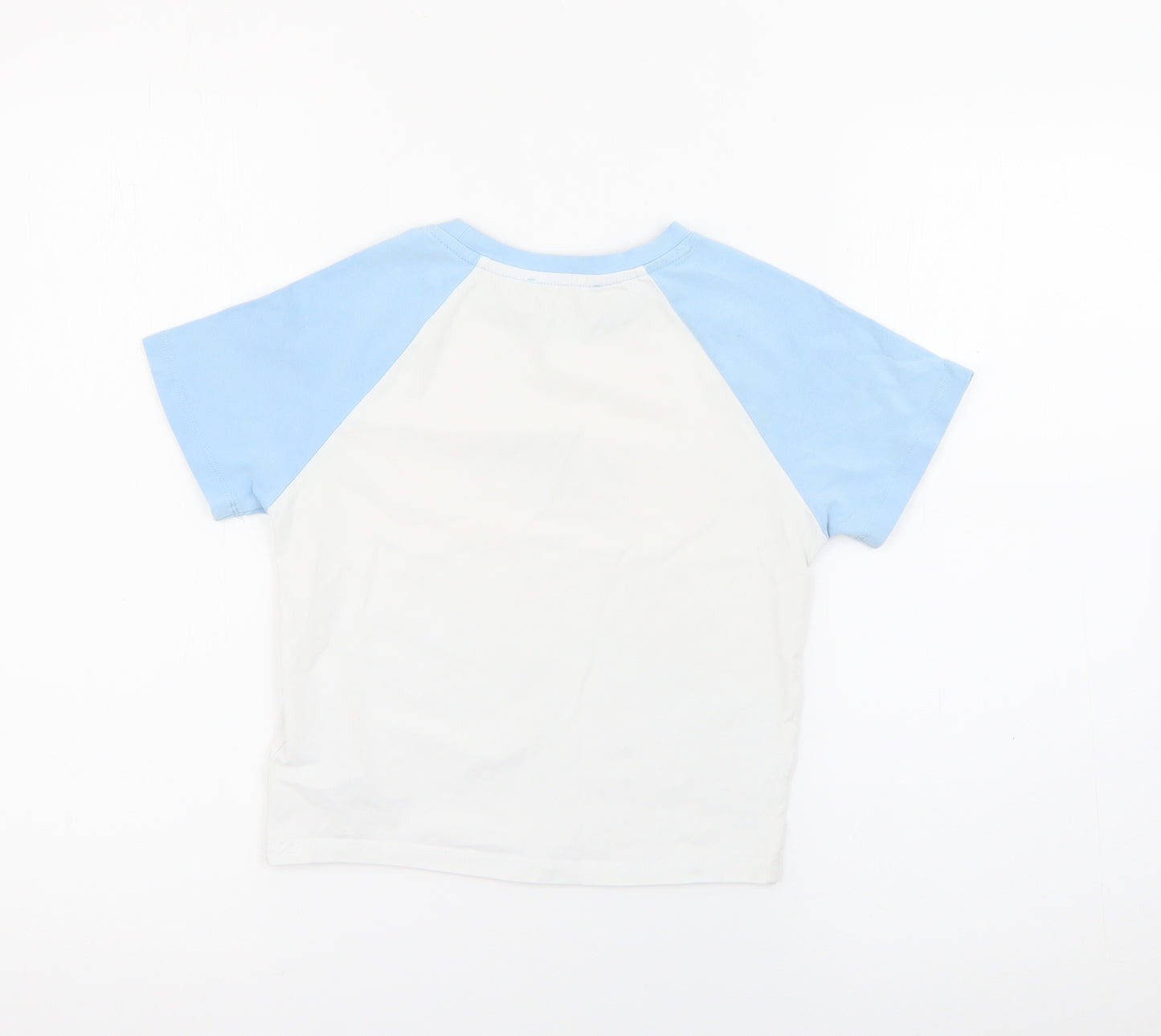 Primark Womens Blue  Cotton Cropped T-Shirt Size 6 Crew Neck