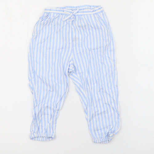 H&M Girls Blue Striped Viscose Bloomer Trousers Size 2 Years  Regular