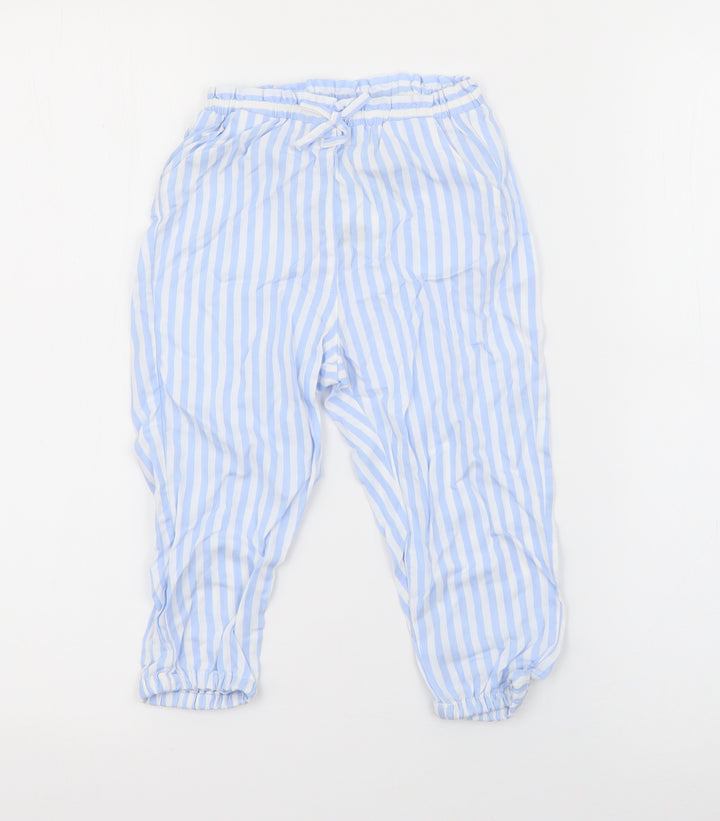 H&M Girls Blue Striped Viscose Bloomer Trousers Size 2 Years  Regular