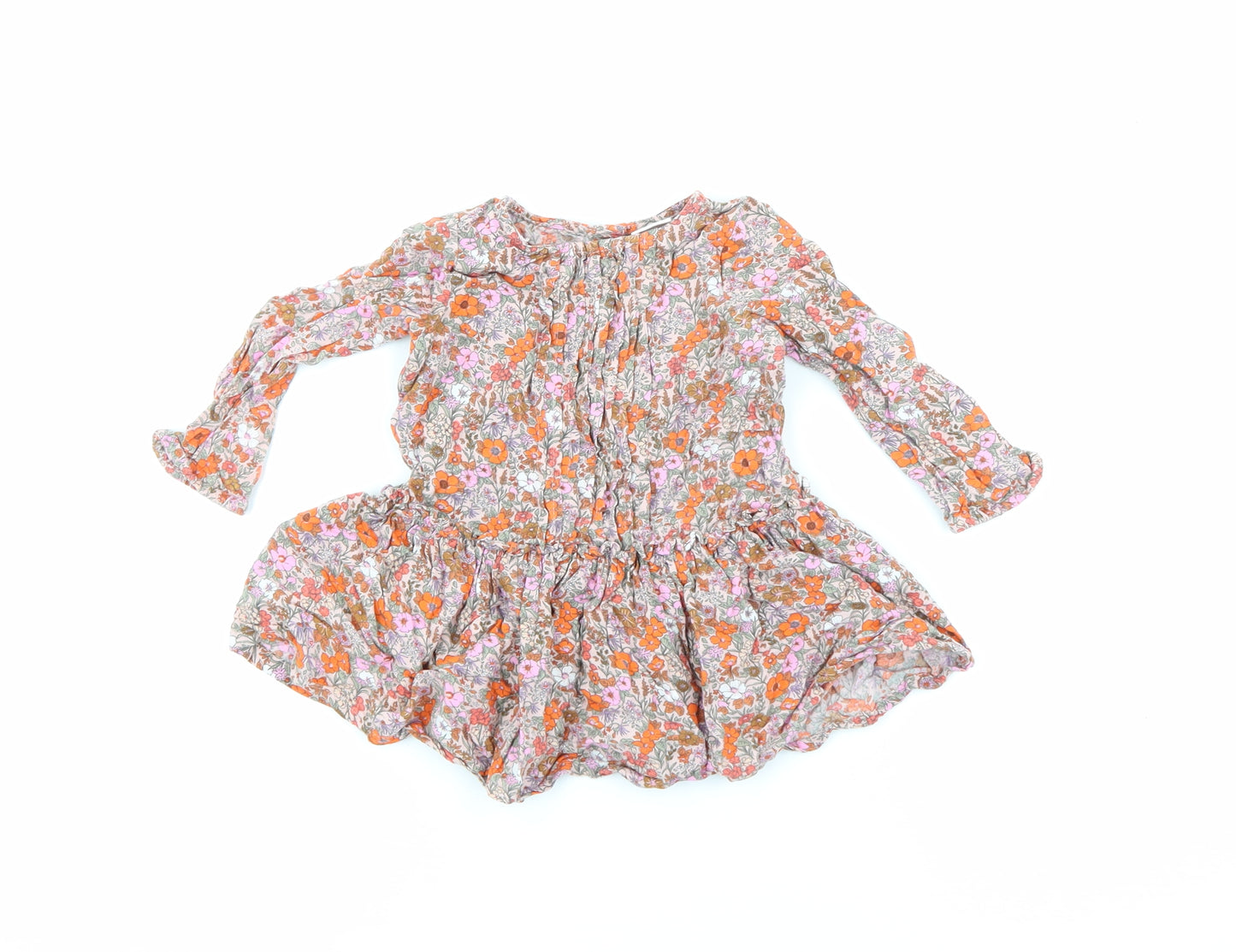 NEXT Baby Multicoloured Floral Viscose Fit & Flare  Size 9-12 Months  Round Neck