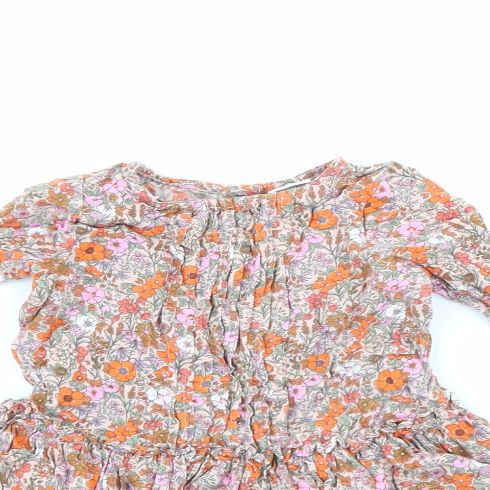 NEXT Baby Multicoloured Floral Viscose Fit & Flare  Size 9-12 Months  Round Neck