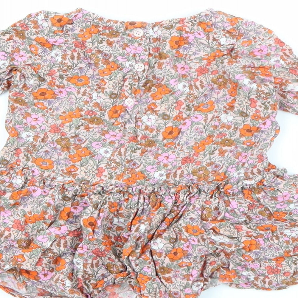 NEXT Baby Multicoloured Floral Viscose Fit & Flare  Size 9-12 Months  Round Neck