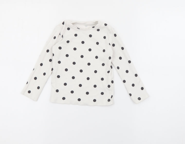 F&F Baby White Polka Dot Cotton Pullover Jumper Size 18-24 Months