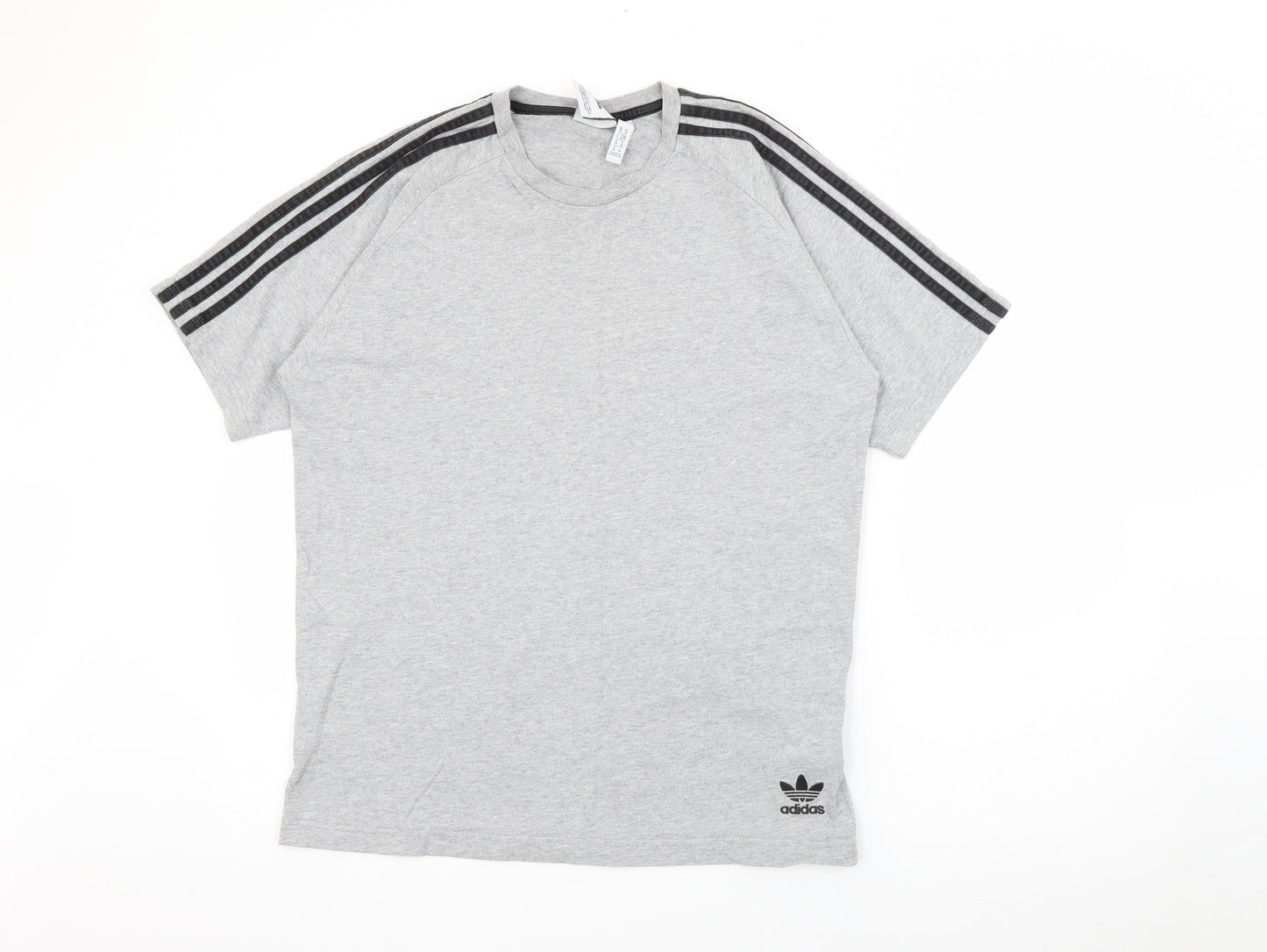 adidas Mens Grey  Cotton  T-Shirt Size M Crew Neck