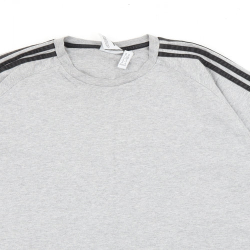 adidas Mens Grey  Cotton  T-Shirt Size M Crew Neck