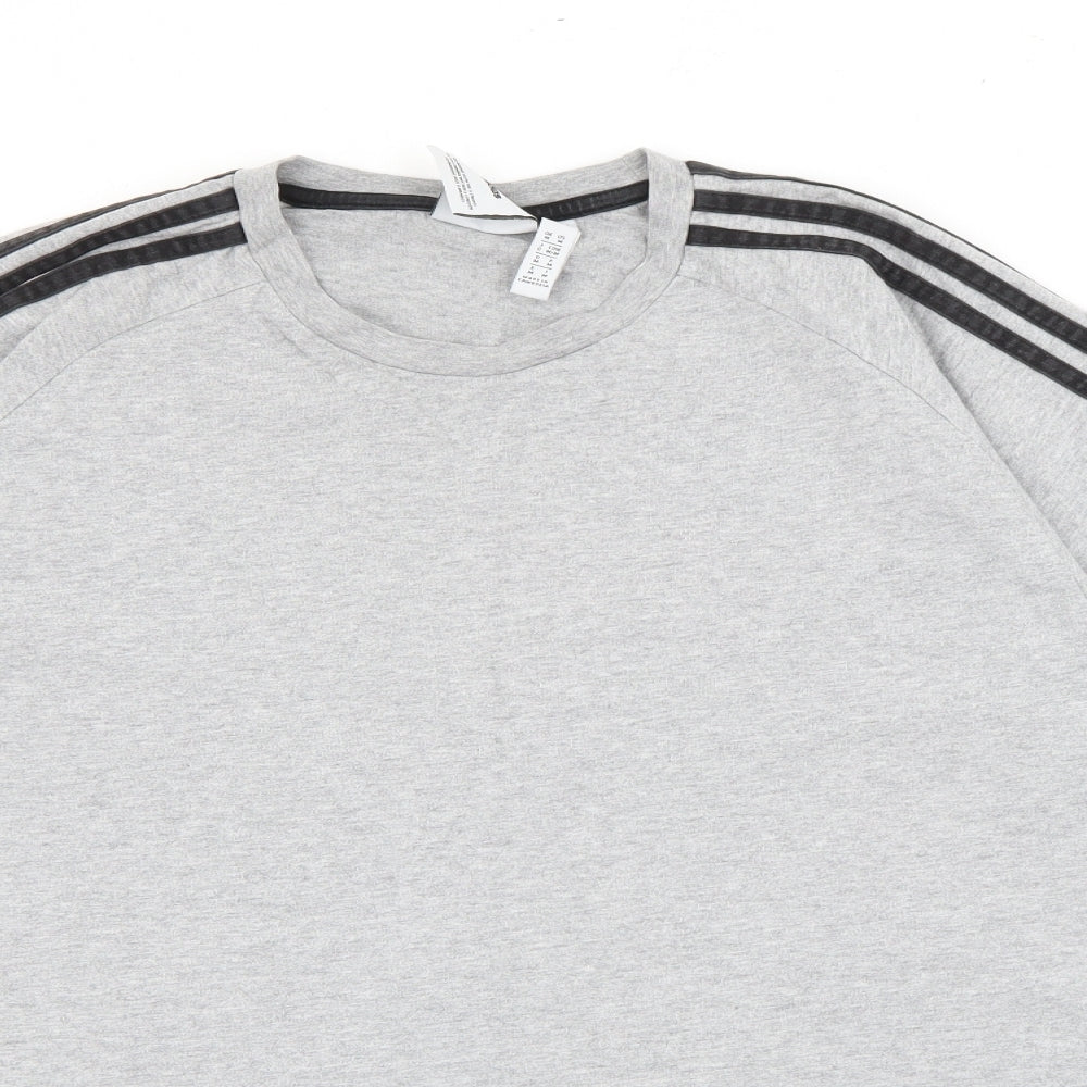 adidas Mens Grey  Cotton  T-Shirt Size M Crew Neck