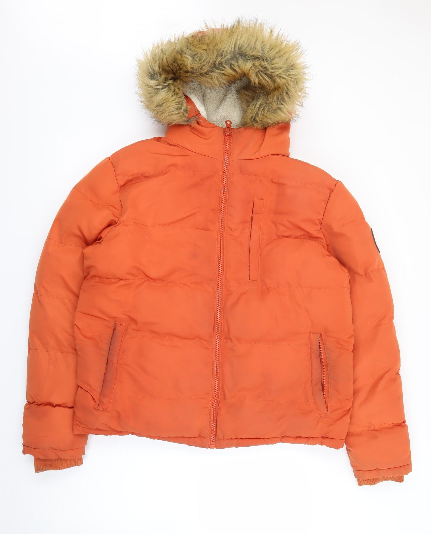 SoulCal&Co Womens Orange   Puffer Jacket Coat Size M  Zip