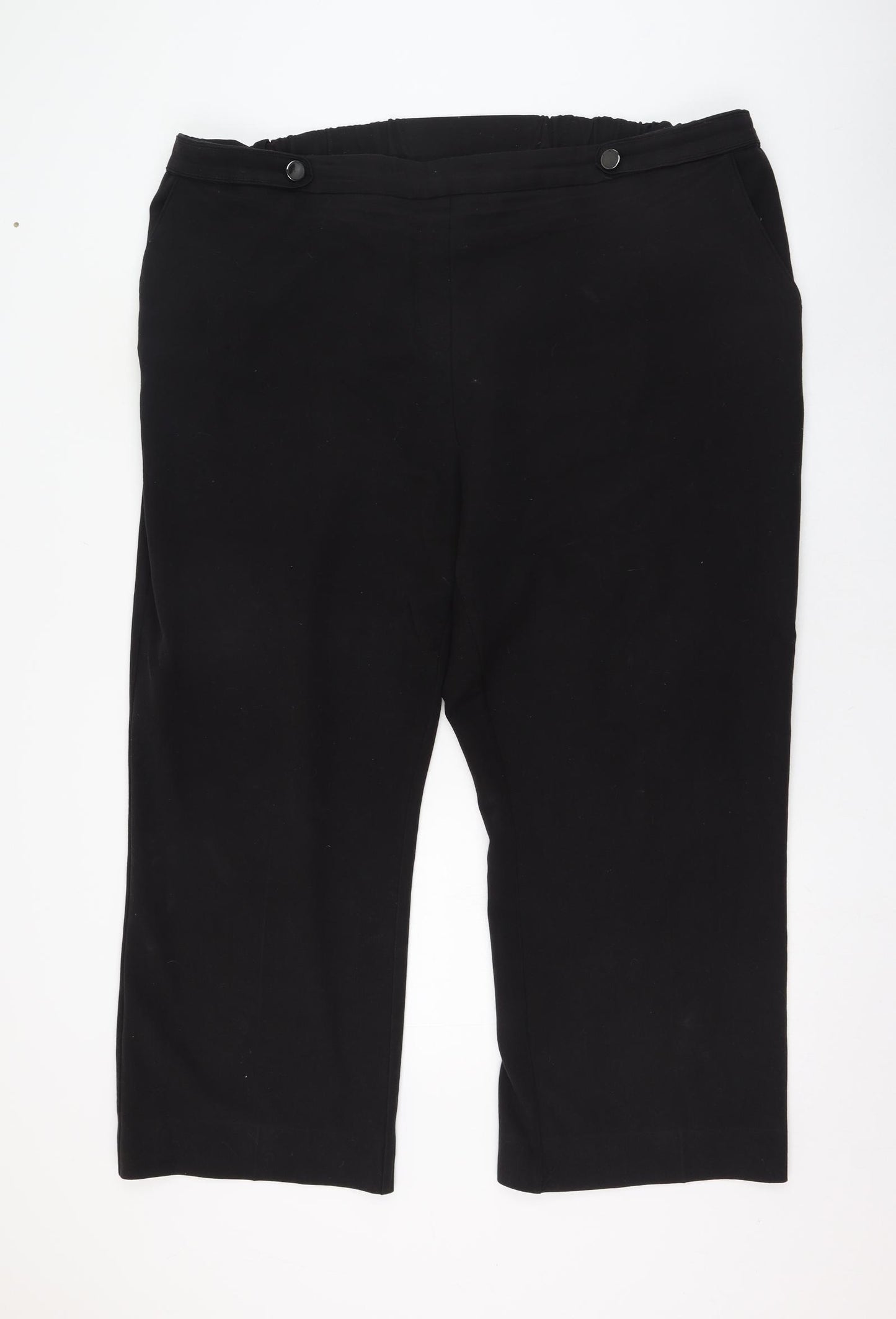 Evans Womens Black  Polyester Trousers  Size 26 L26 in Regular