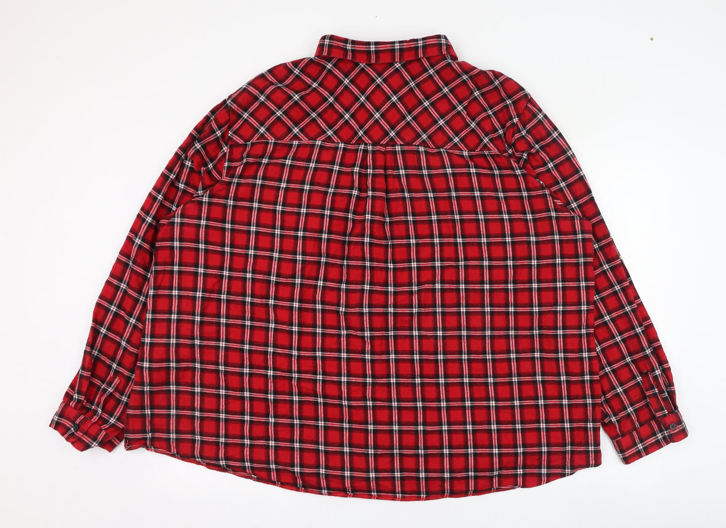New Look Womens Red Check Cotton Basic Button-Up Size 28 Collared