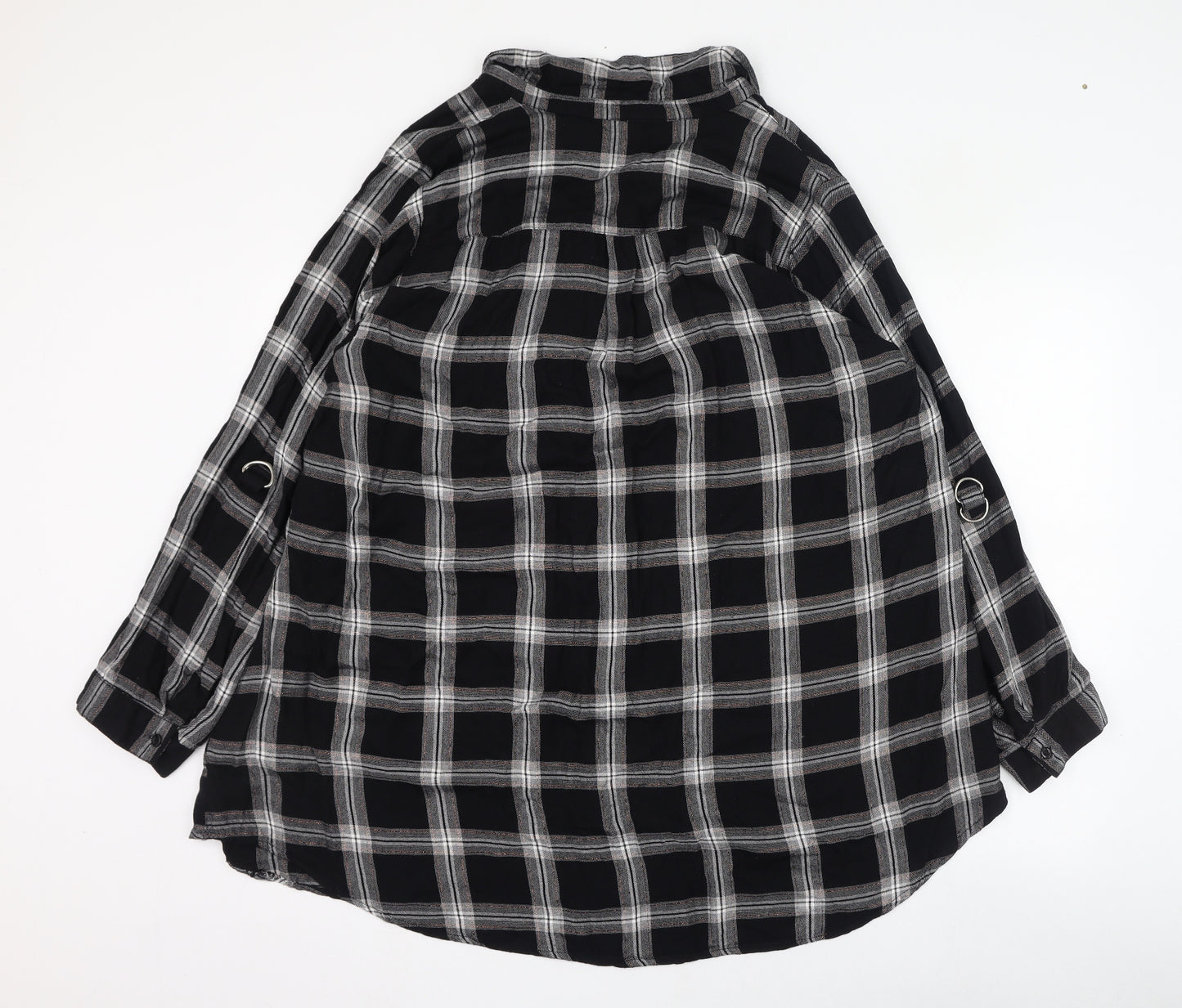 Yours Womens Black Check Viscose Basic Blouse Size 24 Collared