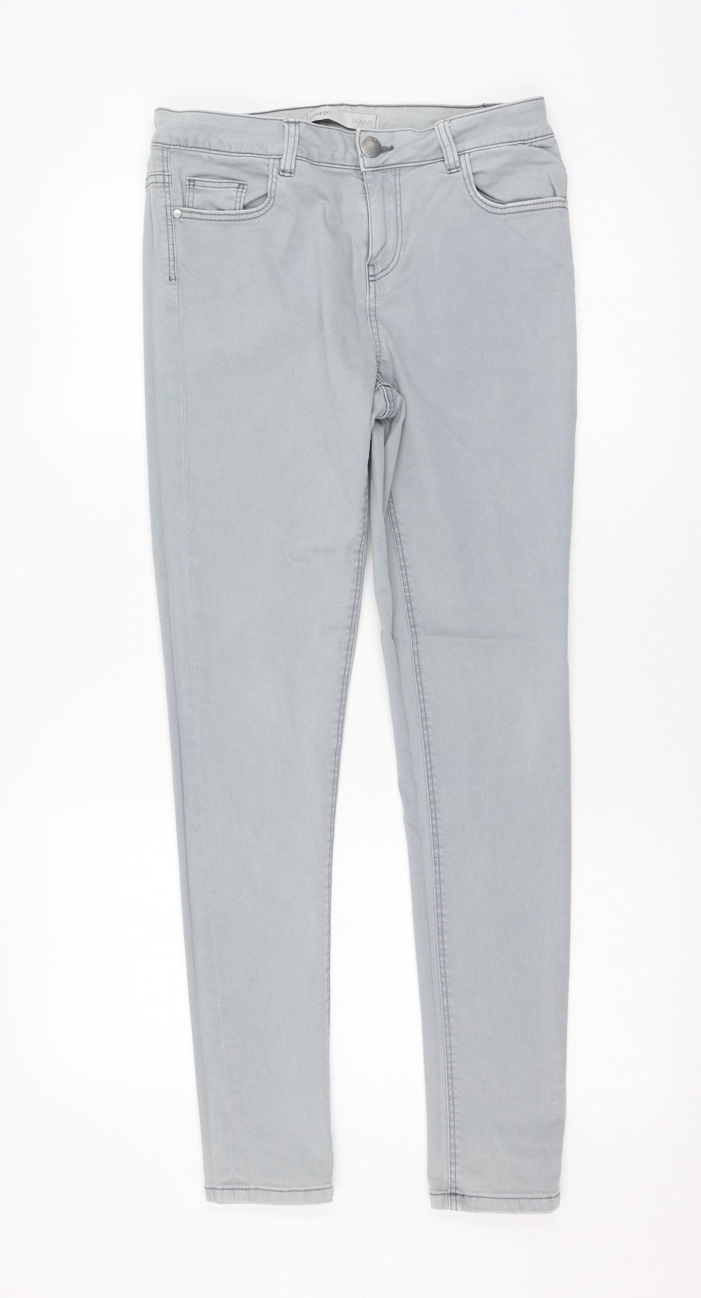 George Womens Grey  Cotton Skinny Jeans Size 12 L28 in Regular Zip